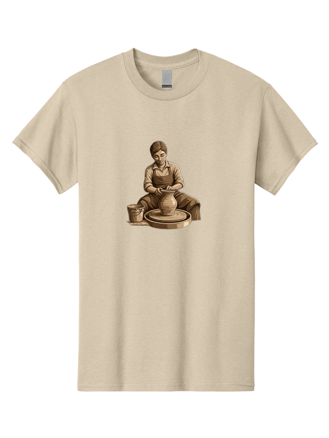 Potter-At-Work-4 Men'S Graphic Tee, 100% Cotton, Comfortable Casual Summer Wear, Machine Washable, Pottery Making, Ceramic Art, Clay Modeling, Potter'S Wheel, Creative Process, Handmade Crafts, Artisanal Skills, Traditional Craftsmanship, Bab223