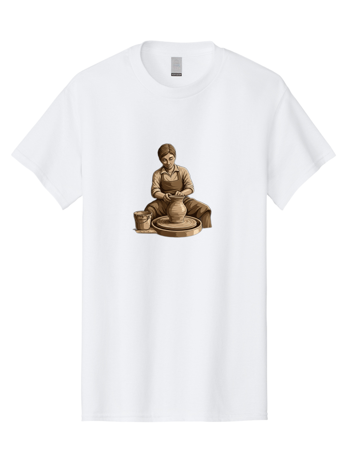 Potter-At-Work-4 Men'S Graphic Tee, 100% Cotton, Comfortable Casual Summer Wear, Machine Washable, Pottery Making, Ceramic Art, Clay Modeling, Potter'S Wheel, Creative Process, Handmade Crafts, Artisanal Skills, Traditional Craftsmanship, Bab223