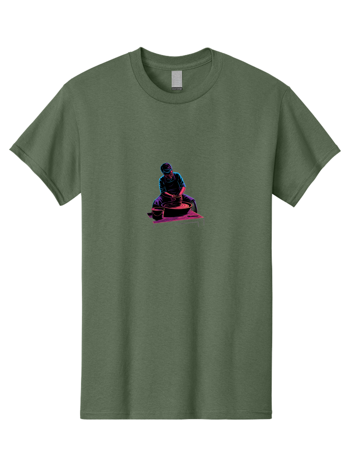 Potter-At-Work-6 Men'S Graphic Tee, 100% Cotton, Comfortable Casual Summer Wear, Machine Washable, Potter Working On Pottery Wheel, Clay Modeling, Artisanal Craftsmanship, Handcrafted Ceramics, Creative Process, Skilled Artisan Bab225