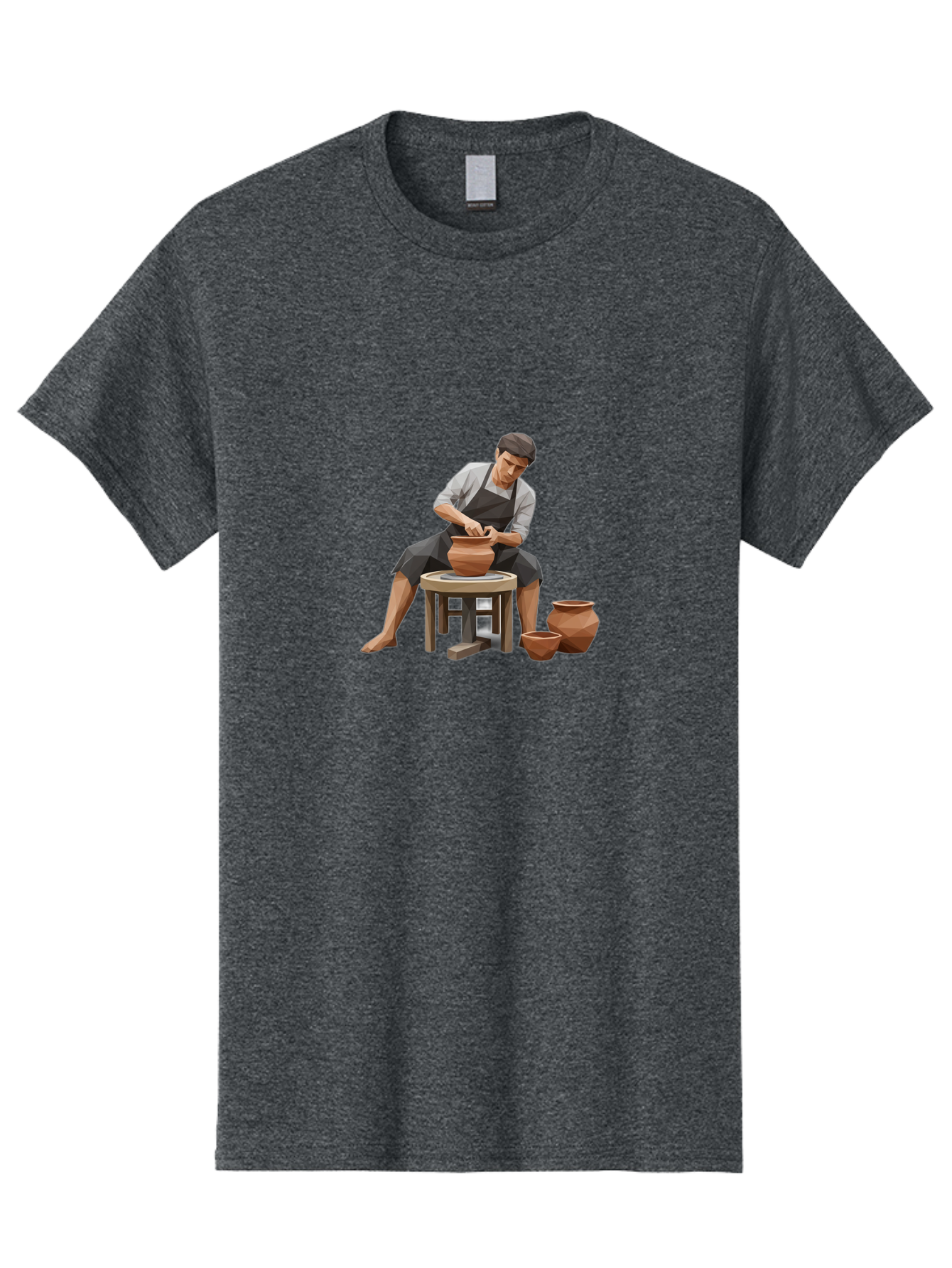 Potter-At-Work-7 Men'S Graphic Tee, 100% Cotton, Comfortable Casual Summer Wear, Machine Washable, Potter'S Wheel, Ceramic Art, Handmade Pottery, Clay Modeling, Artisanal Crafts, Creative Process, Pottery Making, Studio Pottery Bab226