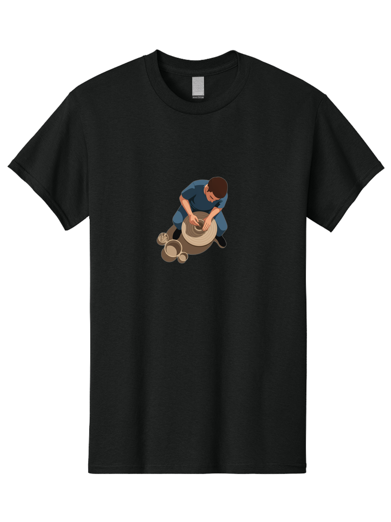 Potter-At-Work-8 Men'S Graphic Tee, 100% Cotton, Comfortable Casual Summer Wear, Machine Washable, Potter Crafting Ceramics, Pottery Wheel In Action, Creative Process, Handmade Pottery, Artisanal Craftsmanship, Clay Modeling, Bab227