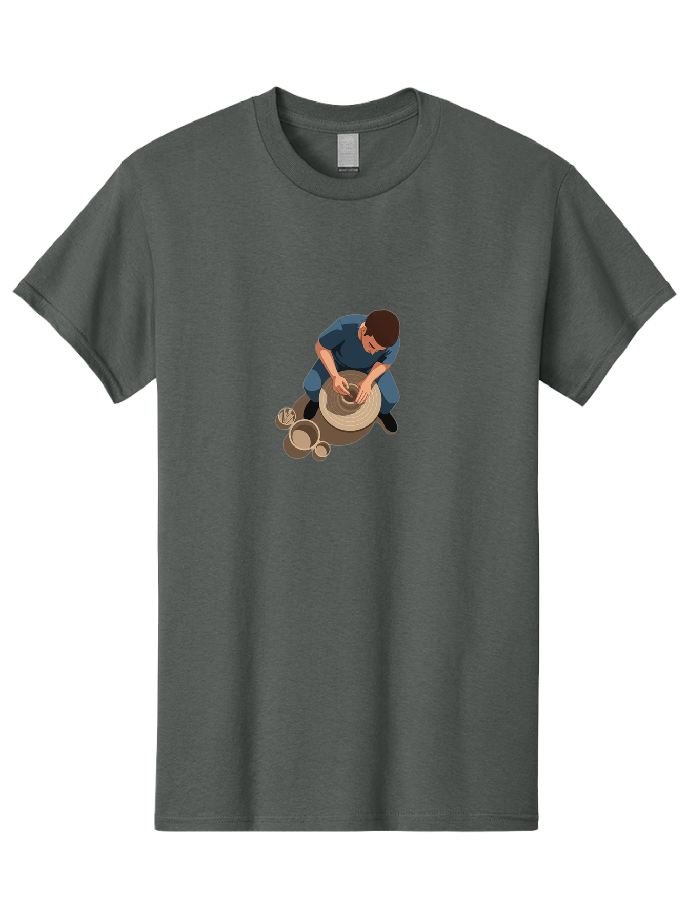 Potter-At-Work-8 Men'S Graphic Tee, 100% Cotton, Comfortable Casual Summer Wear, Machine Washable, Potter Crafting Ceramics, Pottery Wheel In Action, Creative Process, Handmade Pottery, Artisanal Craftsmanship, Clay Modeling, Bab227