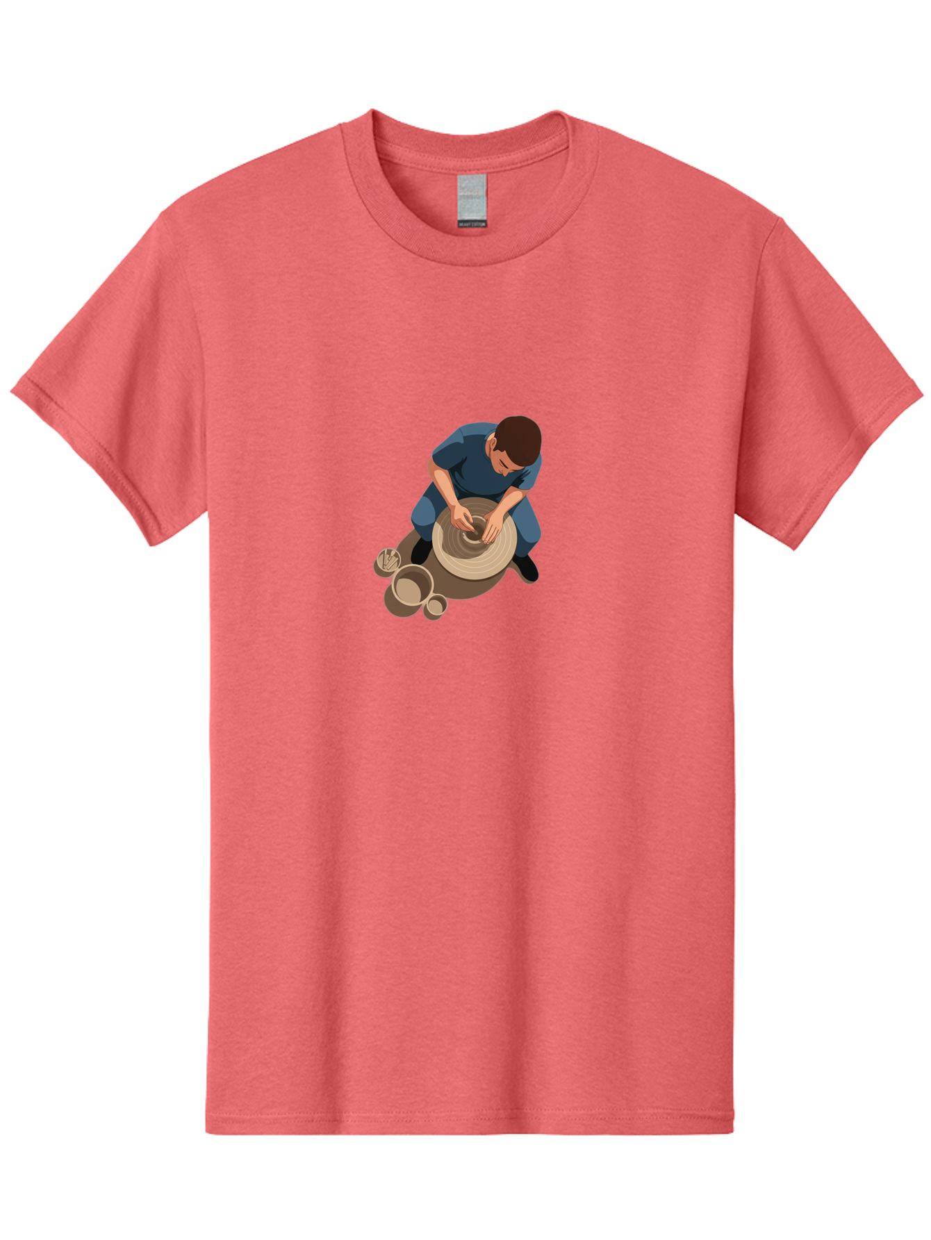 Potter-At-Work-8 Men'S Graphic Tee, 100% Cotton, Comfortable Casual Summer Wear, Machine Washable, Potter Crafting Ceramics, Pottery Wheel In Action, Creative Process, Handmade Pottery, Artisanal Craftsmanship, Clay Modeling, Bab227