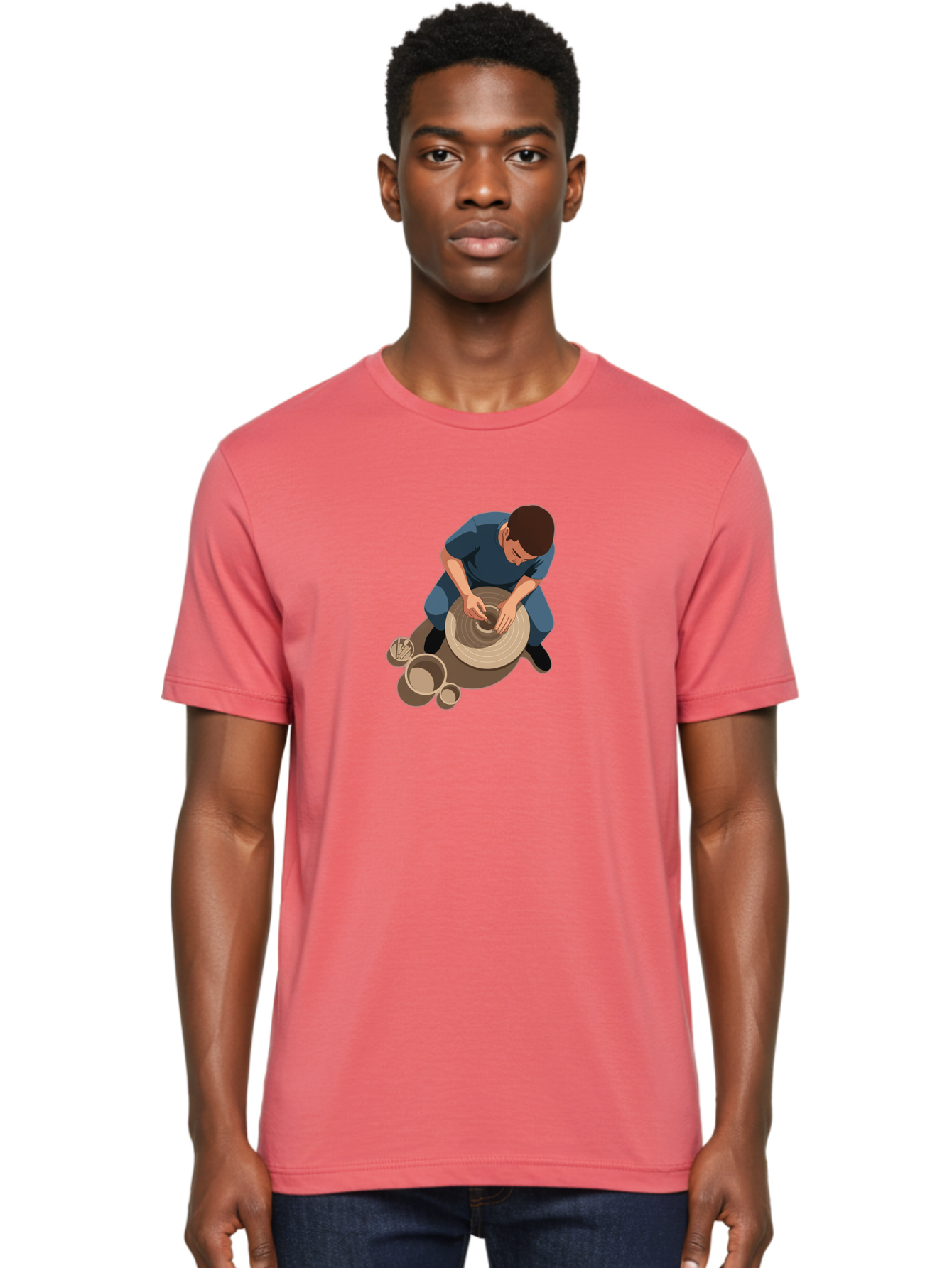 Potter-At-Work-8 Men'S Graphic Tee, 100% Cotton, Comfortable Casual Summer Wear, Machine Washable, Potter Crafting Ceramics, Pottery Wheel In Action, Creative Process, Handmade Pottery, Artisanal Craftsmanship, Clay Modeling, Bab227