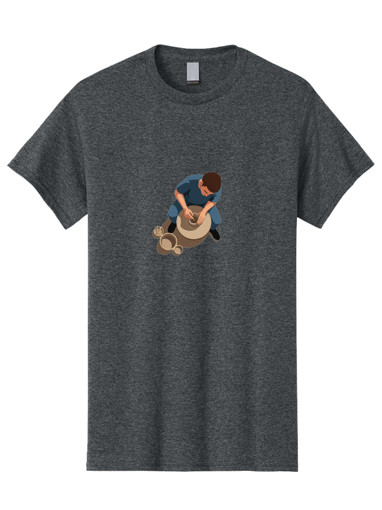 Potter-At-Work-8 Men'S Graphic Tee, 100% Cotton, Comfortable Casual Summer Wear, Machine Washable, Potter Crafting Ceramics, Pottery Wheel In Action, Creative Process, Handmade Pottery, Artisanal Craftsmanship, Clay Modeling, Bab227