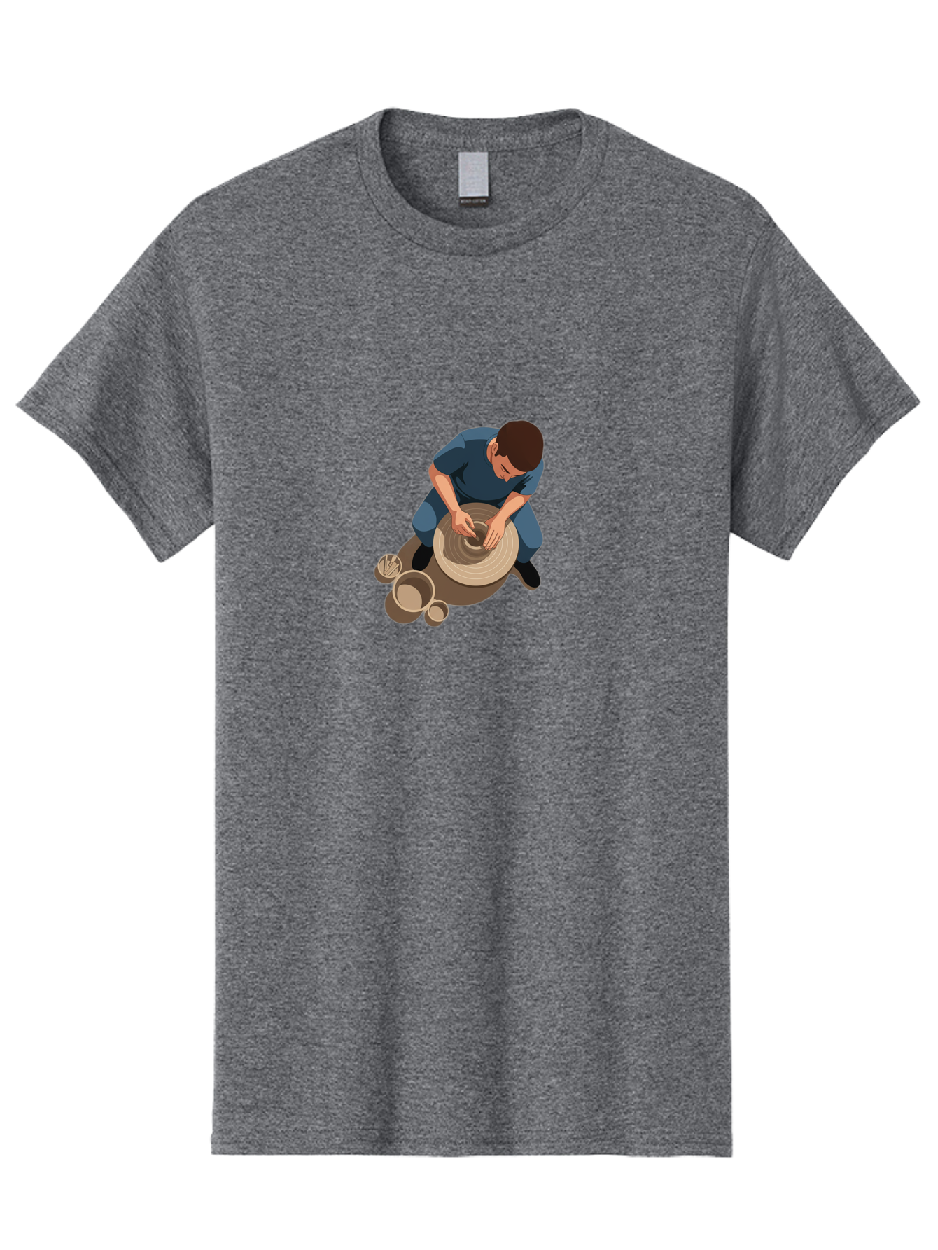 Potter-At-Work-8 Men'S Graphic Tee, 100% Cotton, Comfortable Casual Summer Wear, Machine Washable, Potter Crafting Ceramics, Pottery Wheel In Action, Creative Process, Handmade Pottery, Artisanal Craftsmanship, Clay Modeling, Bab227