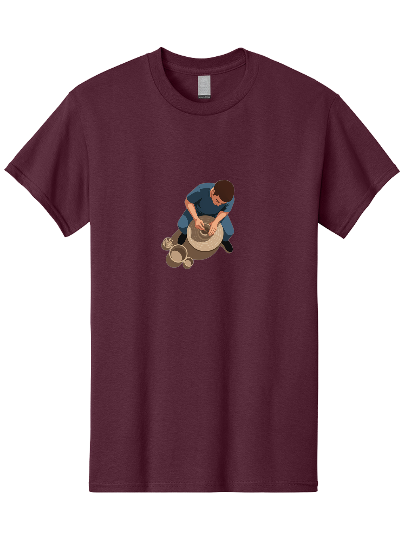 Potter-At-Work-8 Men'S Graphic Tee, 100% Cotton, Comfortable Casual Summer Wear, Machine Washable, Potter Crafting Ceramics, Pottery Wheel In Action, Creative Process, Handmade Pottery, Artisanal Craftsmanship, Clay Modeling, Bab227