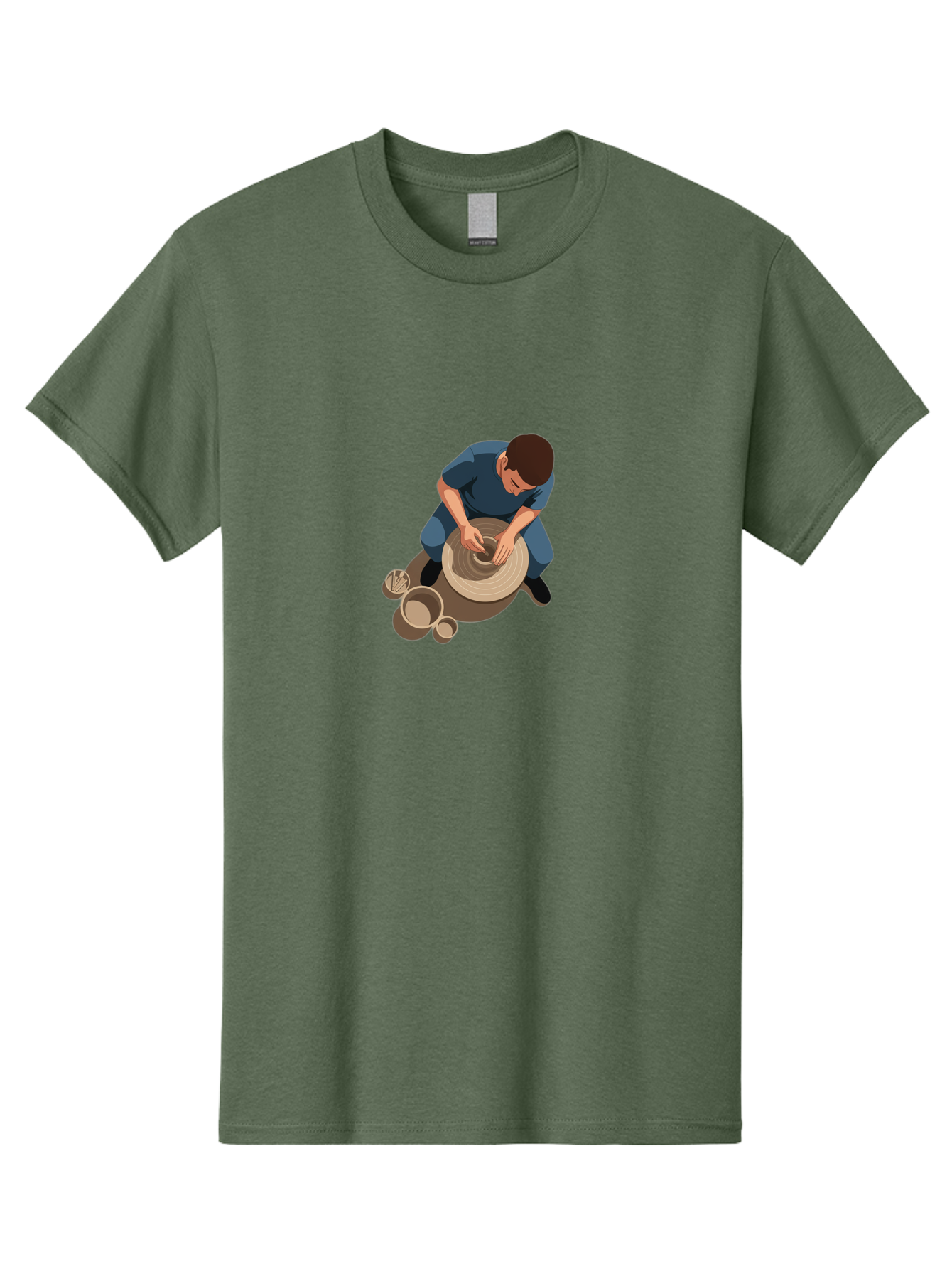 Potter-At-Work-8 Men'S Graphic Tee, 100% Cotton, Comfortable Casual Summer Wear, Machine Washable, Potter Crafting Ceramics, Pottery Wheel In Action, Creative Process, Handmade Pottery, Artisanal Craftsmanship, Clay Modeling, Bab227