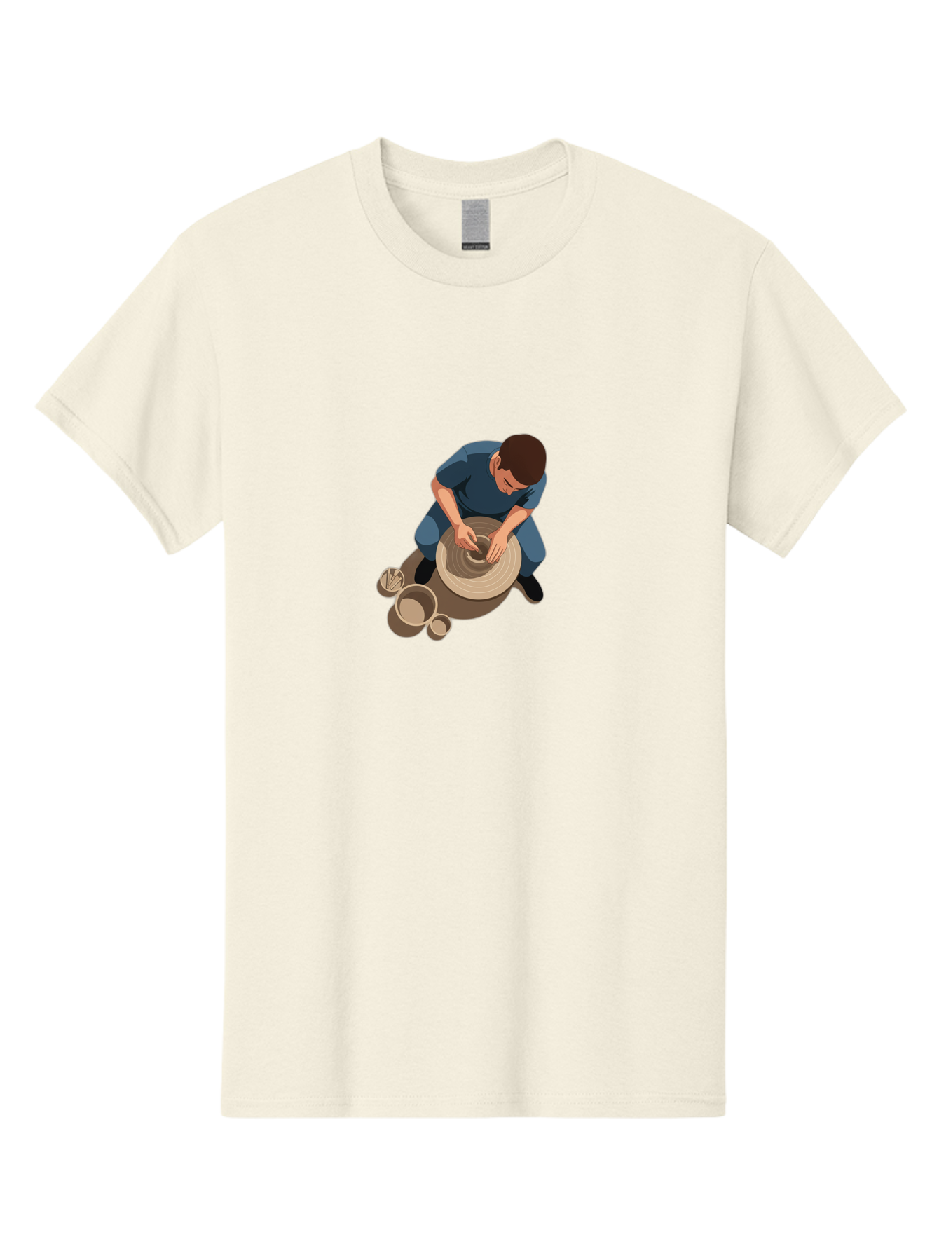 Potter-At-Work-8 Men'S Graphic Tee, 100% Cotton, Comfortable Casual Summer Wear, Machine Washable, Potter Crafting Ceramics, Pottery Wheel In Action, Creative Process, Handmade Pottery, Artisanal Craftsmanship, Clay Modeling, Bab227