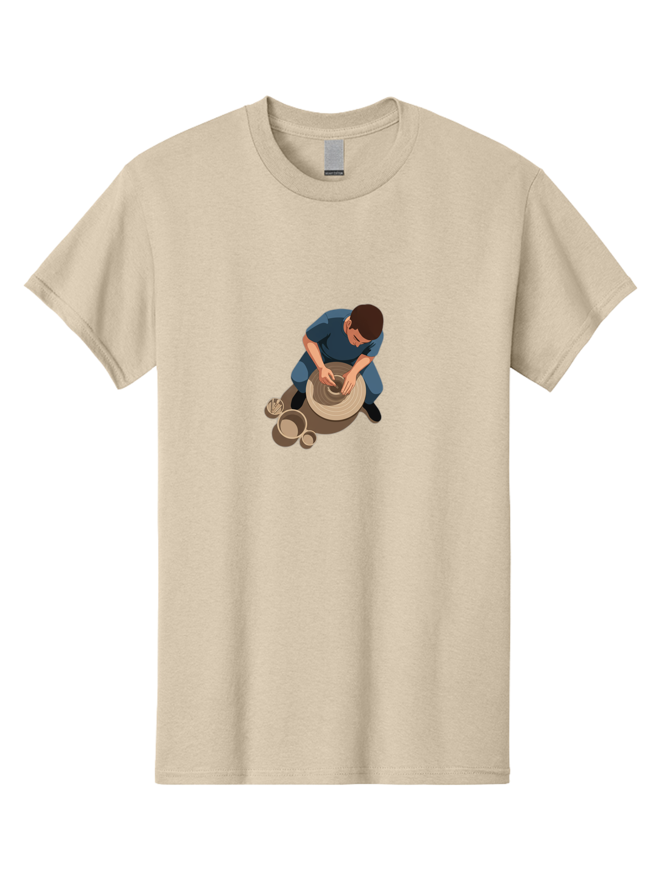 Potter-At-Work-8 Men'S Graphic Tee, 100% Cotton, Comfortable Casual Summer Wear, Machine Washable, Potter Crafting Ceramics, Pottery Wheel In Action, Creative Process, Handmade Pottery, Artisanal Craftsmanship, Clay Modeling, Bab227