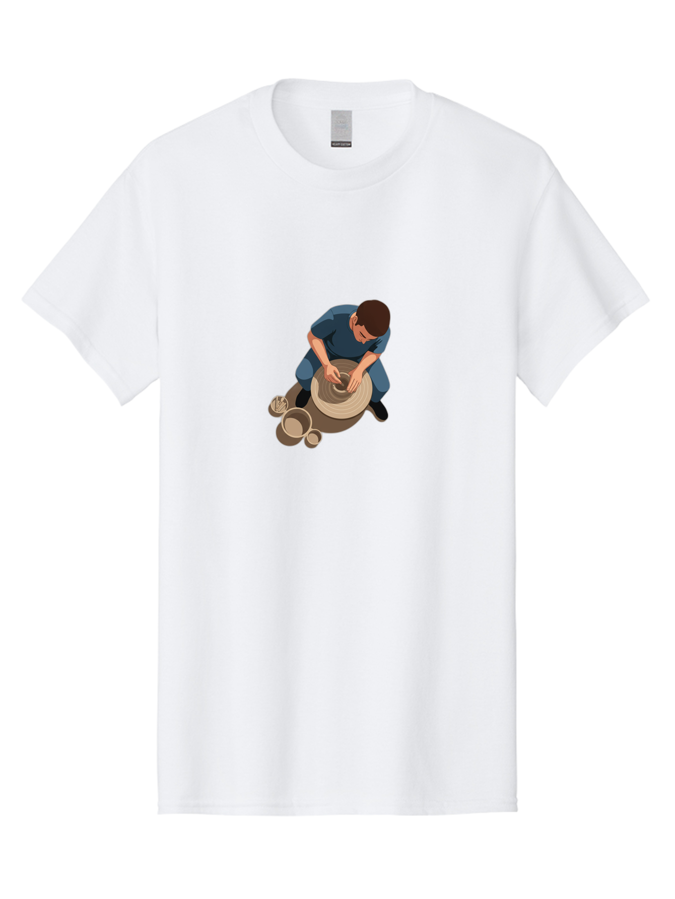 Potter-At-Work-8 Men'S Graphic Tee, 100% Cotton, Comfortable Casual Summer Wear, Machine Washable, Potter Crafting Ceramics, Pottery Wheel In Action, Creative Process, Handmade Pottery, Artisanal Craftsmanship, Clay Modeling, Bab227