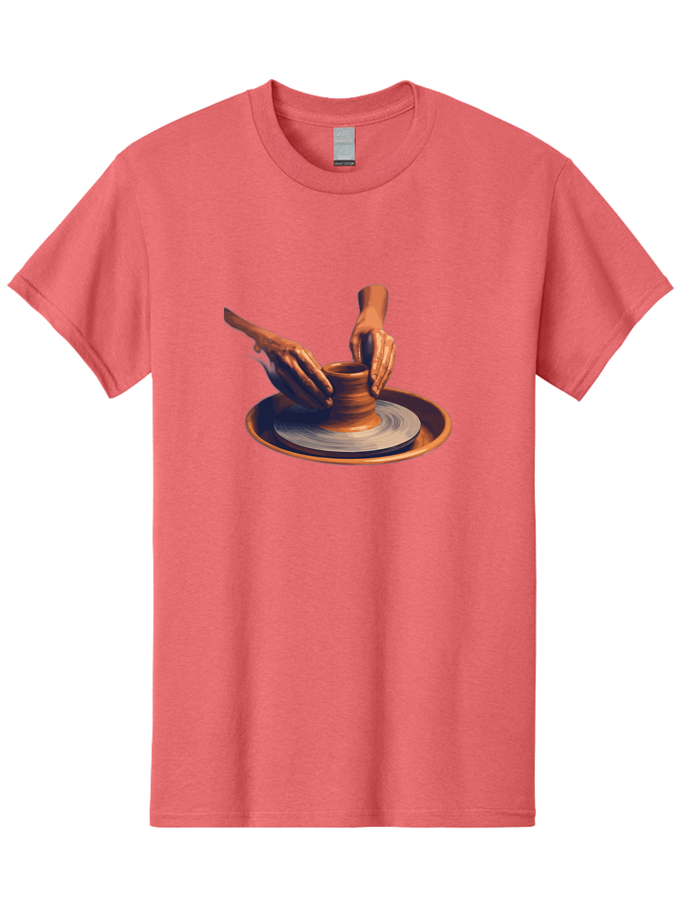 Potter-S-Hands Men'S Graphic Tee, 100% Cotton, Comfortable Casual Summer Wear, Machine Washable, Pottery Wheel, Clay Pot, Crafting, Hands Shaping, Creative Process, Artisanal, Handmade, Pottery Making, Ceramics, Skilled Craftsmanship Bab231