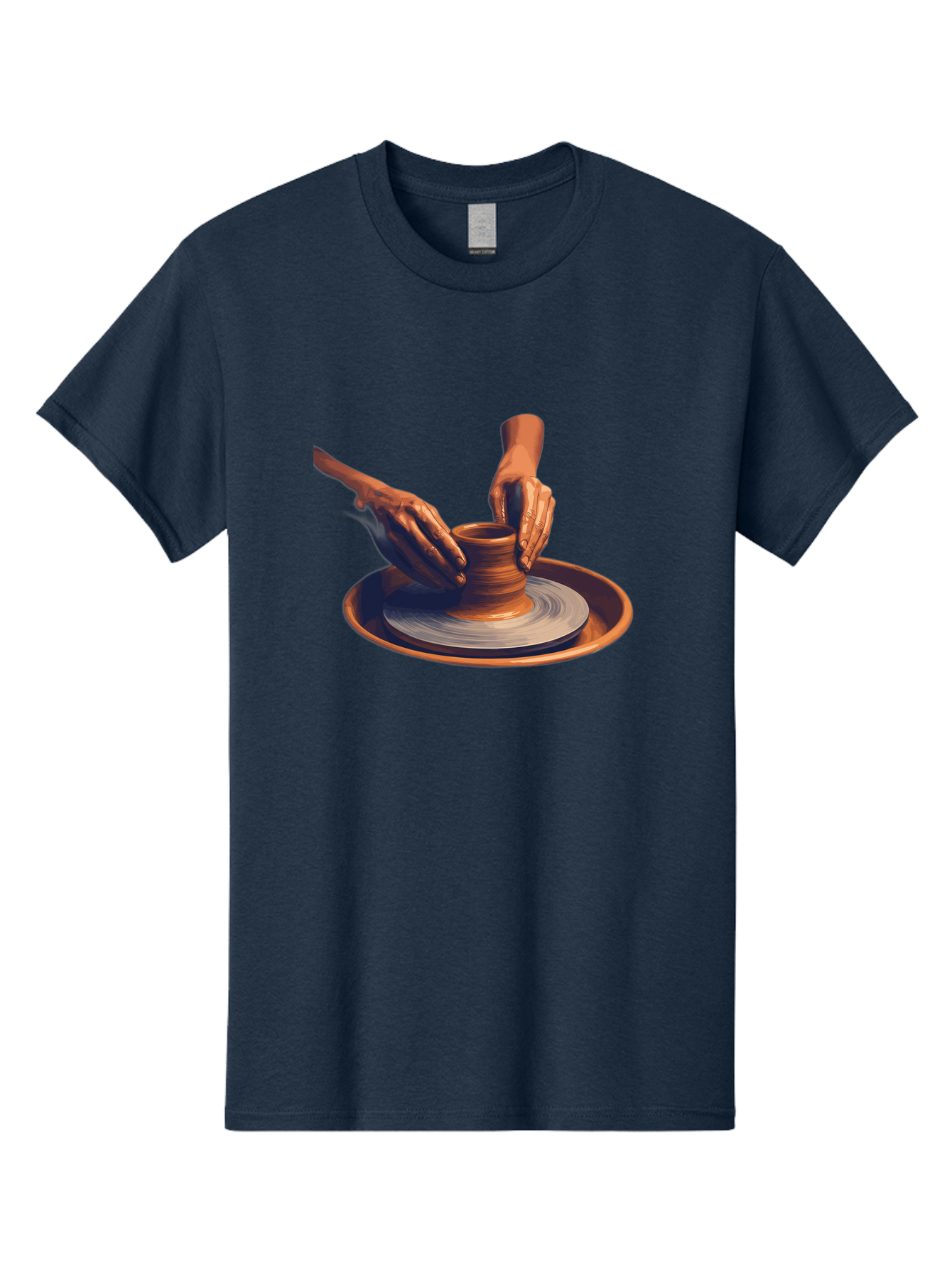 Potter-S-Hands Men'S Graphic Tee, 100% Cotton, Comfortable Casual Summer Wear, Machine Washable, Pottery Wheel, Clay Pot, Crafting, Hands Shaping, Creative Process, Artisanal, Handmade, Pottery Making, Ceramics, Skilled Craftsmanship Bab231