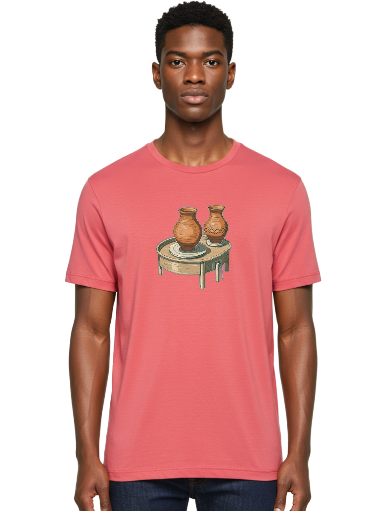 Potter-S-Wheel-1 Men'S Graphic Tee, 100% Cotton, Comfortable Casual Summer Wear, Machine Washable, Potter'S Wheel, Clay Pots, Handmade Ceramics, Pottery Making, Clay Crafts, Artisanal Pottery, Pottery Wheel, Ceramics Art Bab232