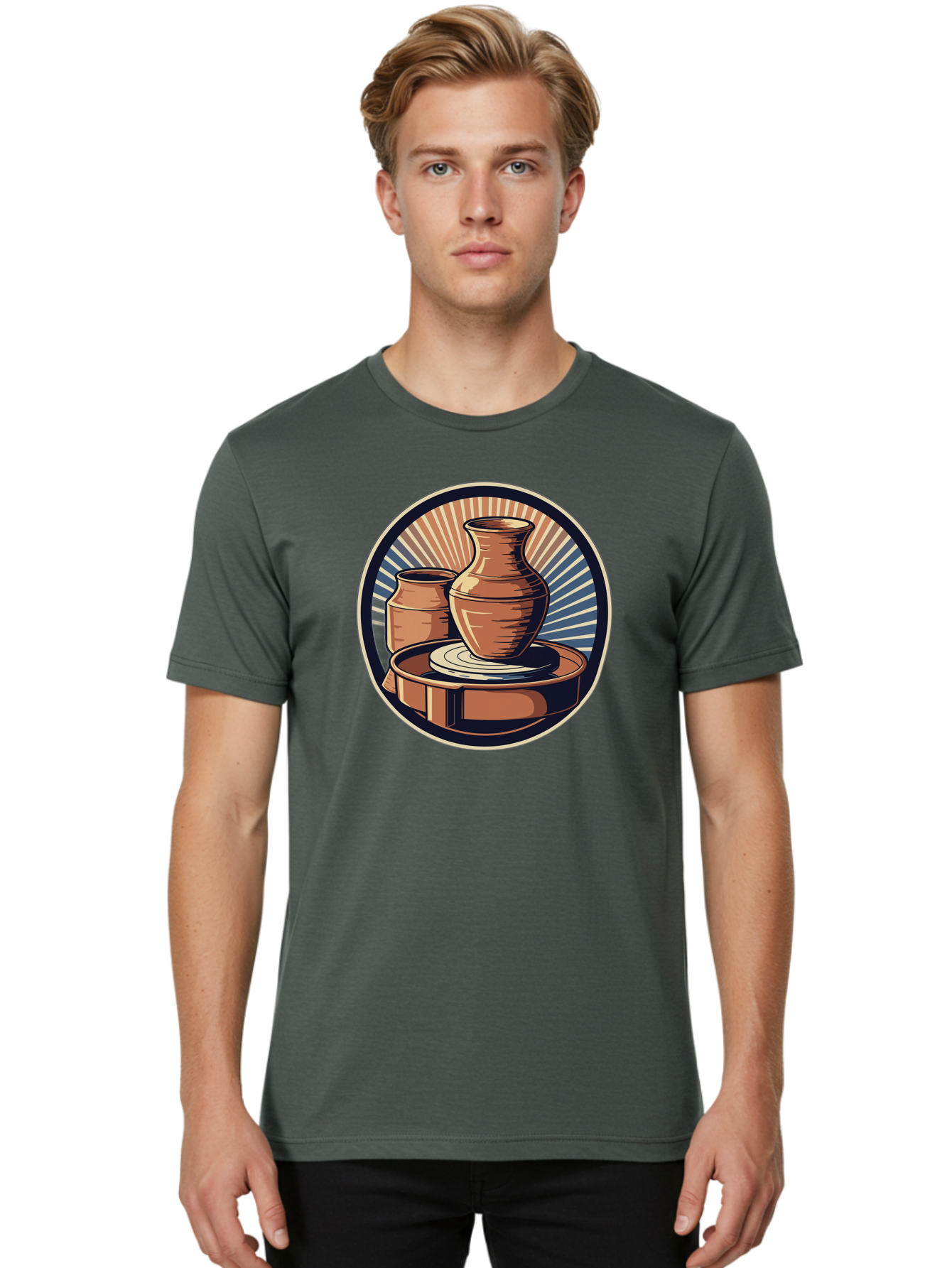 Potter-S-Wheel-2 Men'S Graphic Tee, 100% Cotton, Comfortable Casual Summer Wear, Machine Washable, Pottery Wheel, Clay Pottery, Ceramic Art, Handmade Crafts, Pottery Making, Artistic Expression, Creative Process, Handmade Ceramics, Bab233
