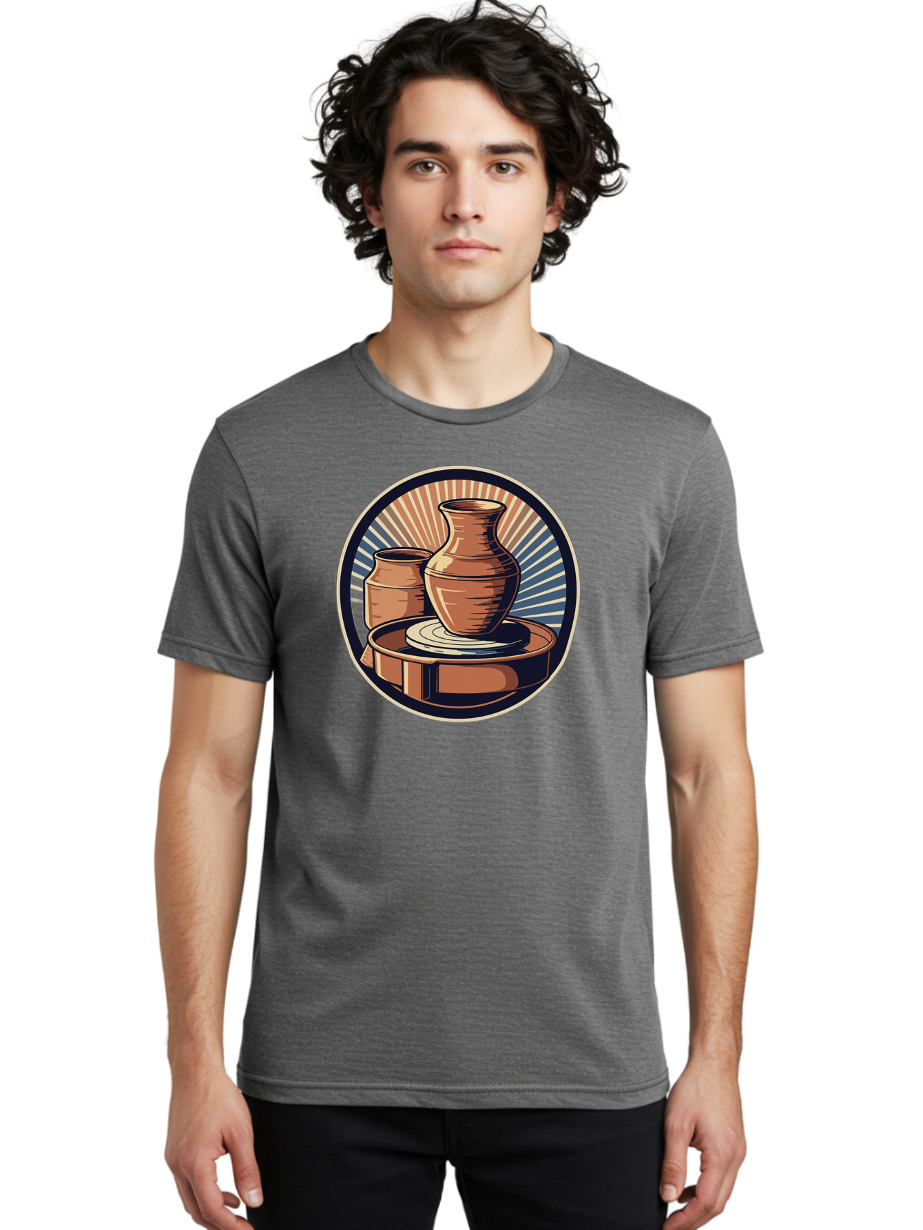 Potter-S-Wheel-2 Men'S Graphic Tee, 100% Cotton, Comfortable Casual Summer Wear, Machine Washable, Pottery Wheel, Clay Pottery, Ceramic Art, Handmade Crafts, Pottery Making, Artistic Expression, Creative Process, Handmade Ceramics, Bab233