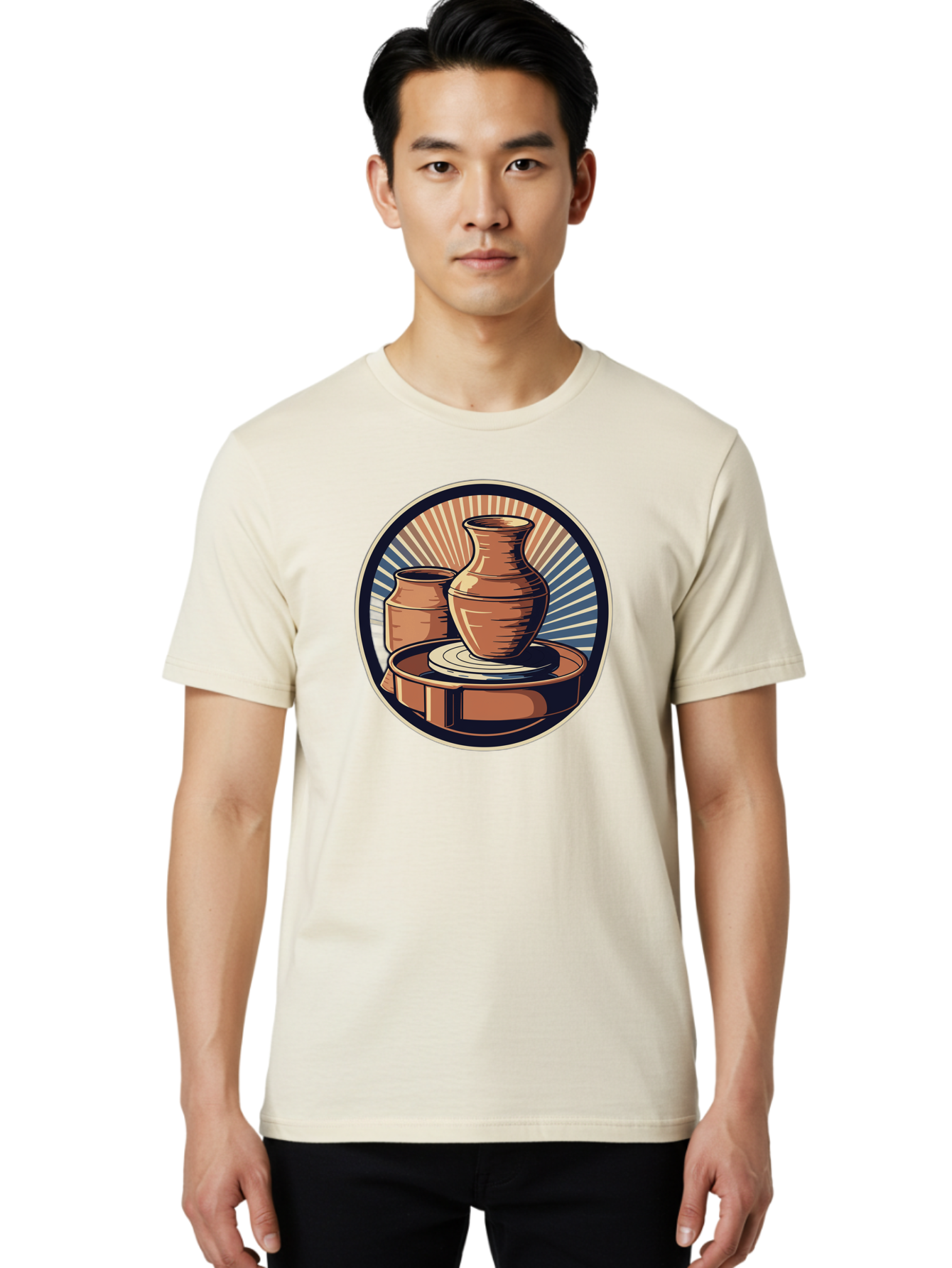 Potter-S-Wheel-2 Men'S Graphic Tee, 100% Cotton, Comfortable Casual Summer Wear, Machine Washable, Pottery Wheel, Clay Pottery, Ceramic Art, Handmade Crafts, Pottery Making, Artistic Expression, Creative Process, Handmade Ceramics, Bab233