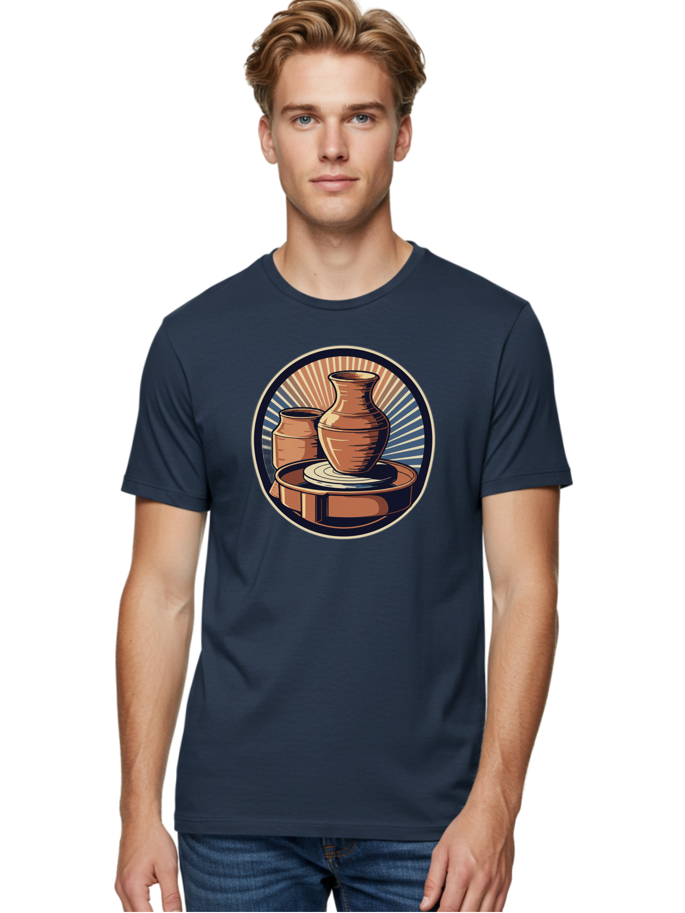 Potter-S-Wheel-2 Men'S Graphic Tee, 100% Cotton, Comfortable Casual Summer Wear, Machine Washable, Pottery Wheel, Clay Pottery, Ceramic Art, Handmade Crafts, Pottery Making, Artistic Expression, Creative Process, Handmade Ceramics, Bab233
