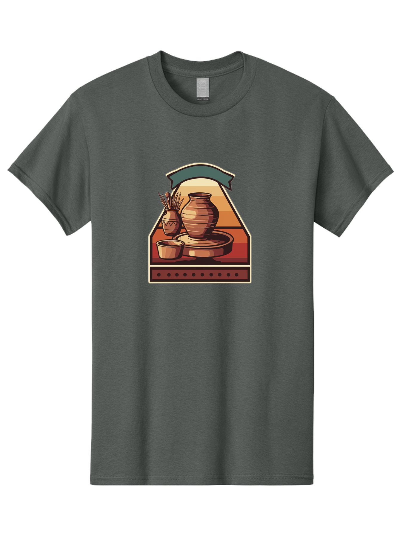 Potter-S-Wheel-4 Men'S Graphic Tee, 100% Cotton, Comfortable Casual Summer Wear, Machine Washable, Potter'S Wheel, Clay Pot, Ceramic Vase, Pottery Tools, Creative Workspace, Artistic Process, Handmade Crafts, Earthy Tones, Traditional Pottery Bab235