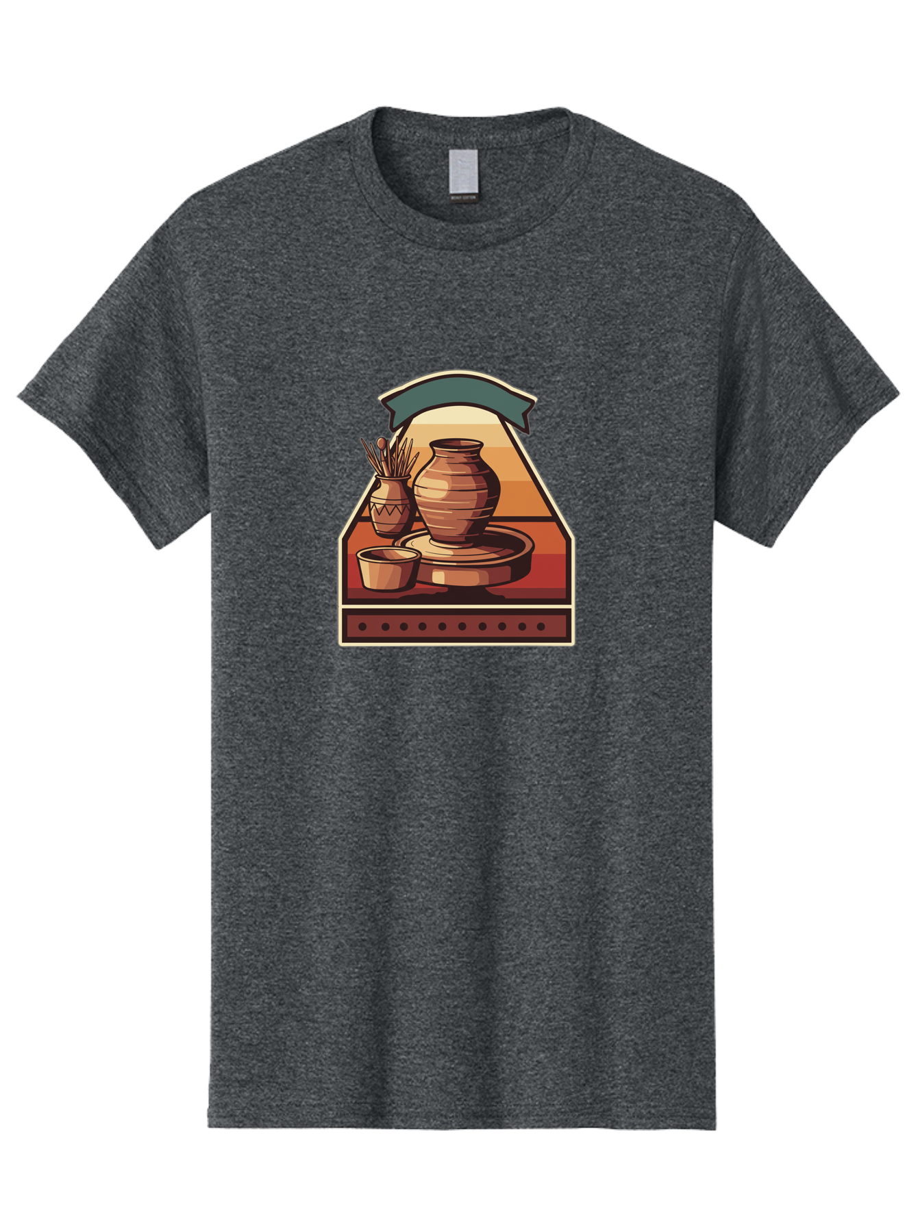 Potter-S-Wheel-4 Men'S Graphic Tee, 100% Cotton, Comfortable Casual Summer Wear, Machine Washable, Potter'S Wheel, Clay Pot, Ceramic Vase, Pottery Tools, Creative Workspace, Artistic Process, Handmade Crafts, Earthy Tones, Traditional Pottery Bab235
