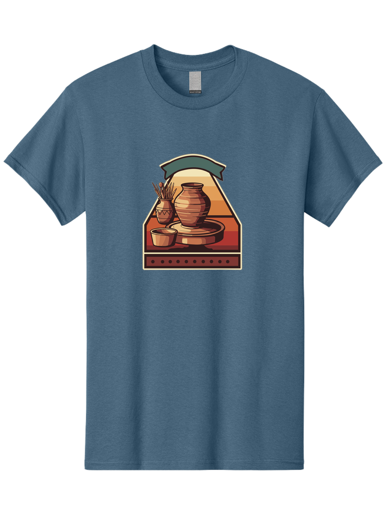 Potter-S-Wheel-4 Men'S Graphic Tee, 100% Cotton, Comfortable Casual Summer Wear, Machine Washable, Potter'S Wheel, Clay Pot, Ceramic Vase, Pottery Tools, Creative Workspace, Artistic Process, Handmade Crafts, Earthy Tones, Traditional Pottery Bab235