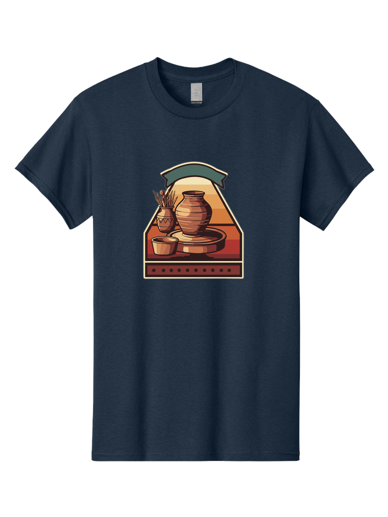 Potter-S-Wheel-4 Men'S Graphic Tee, 100% Cotton, Comfortable Casual Summer Wear, Machine Washable, Potter'S Wheel, Clay Pot, Ceramic Vase, Pottery Tools, Creative Workspace, Artistic Process, Handmade Crafts, Earthy Tones, Traditional Pottery Bab235