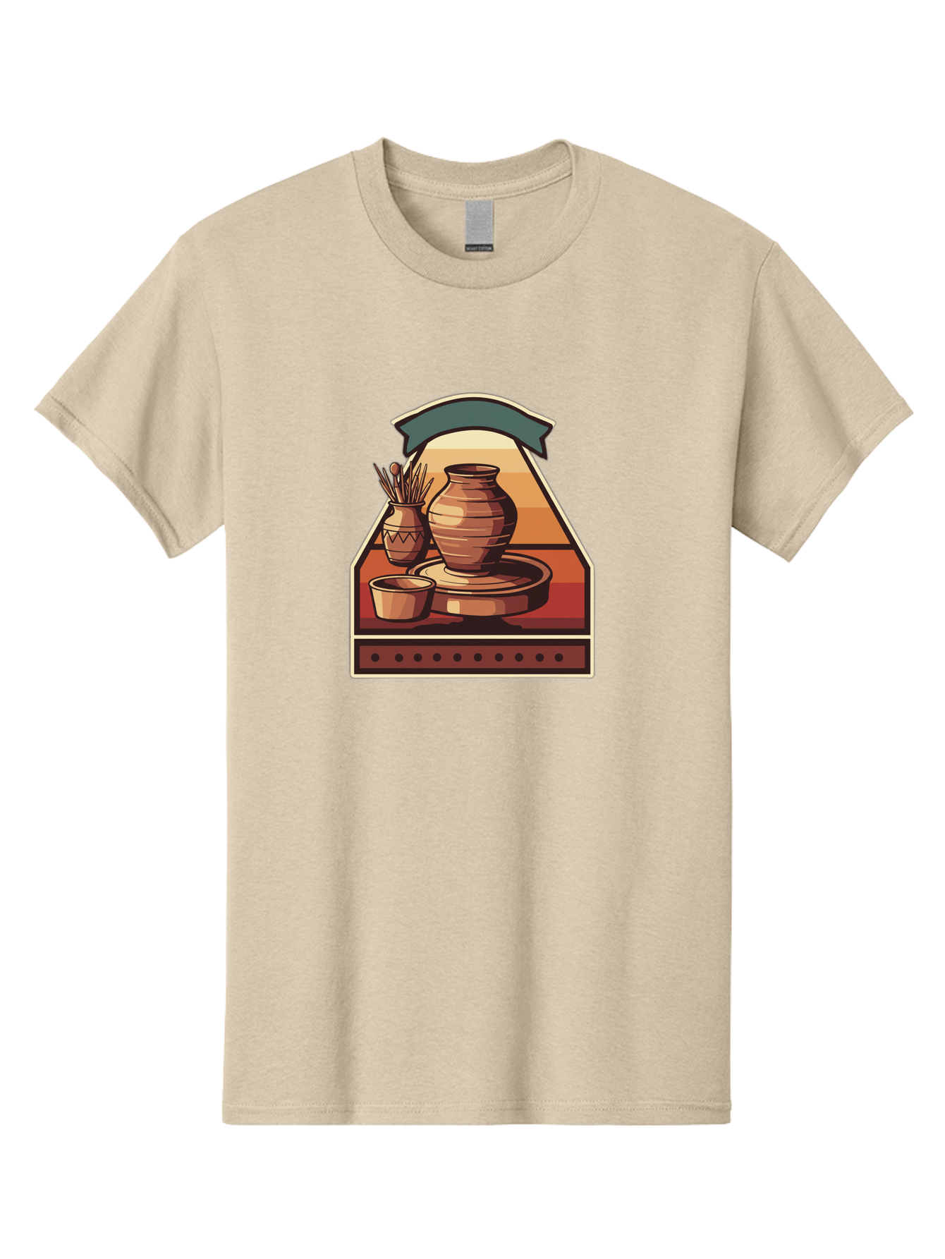 Potter-S-Wheel-4 Men'S Graphic Tee, 100% Cotton, Comfortable Casual Summer Wear, Machine Washable, Potter'S Wheel, Clay Pot, Ceramic Vase, Pottery Tools, Creative Workspace, Artistic Process, Handmade Crafts, Earthy Tones, Traditional Pottery Bab235
