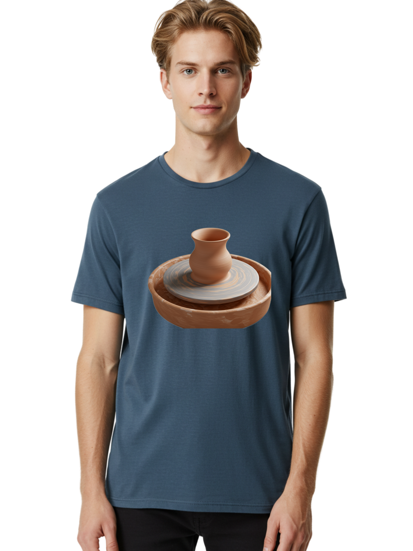 Potter-S-Wheel-5 Men'S Graphic Tee, 100% Cotton, Comfortable Casual Summer Wear, Machine Washable, Potter'S Wheel, Clay Pot, Pottery Making, Ceramics, Handmade, Artisanal, Creative Process, Craft, Pottery Wheel, Clay Vessel Bab236