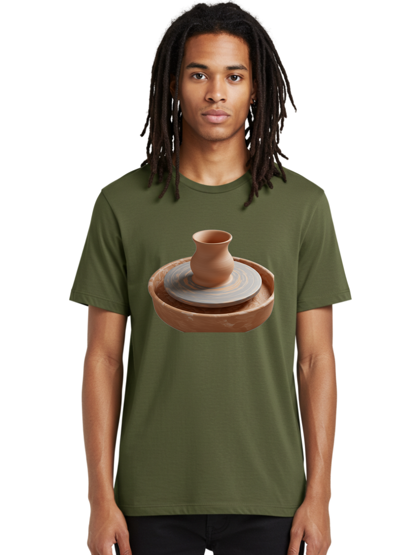Potter-S-Wheel-5 Men'S Graphic Tee, 100% Cotton, Comfortable Casual Summer Wear, Machine Washable, Potter'S Wheel, Clay Pot, Pottery Making, Ceramics, Handmade, Artisanal, Creative Process, Craft, Pottery Wheel, Clay Vessel Bab236