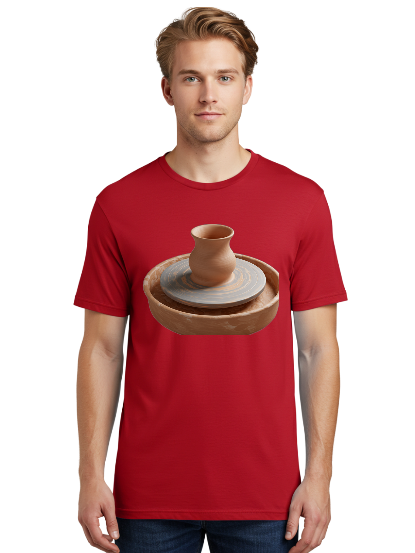 Potter-S-Wheel-5 Men'S Graphic Tee, 100% Cotton, Comfortable Casual Summer Wear, Machine Washable, Potter'S Wheel, Clay Pot, Pottery Making, Ceramics, Handmade, Artisanal, Creative Process, Craft, Pottery Wheel, Clay Vessel Bab236
