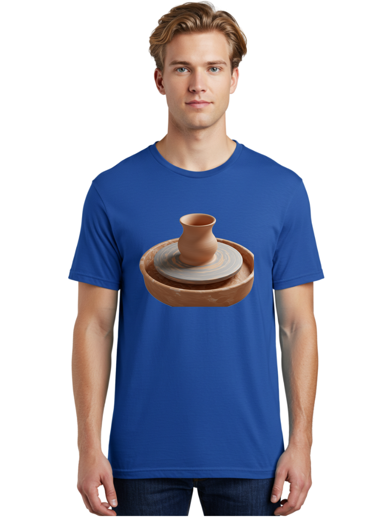 Potter-S-Wheel-5 Men'S Graphic Tee, 100% Cotton, Comfortable Casual Summer Wear, Machine Washable, Potter'S Wheel, Clay Pot, Pottery Making, Ceramics, Handmade, Artisanal, Creative Process, Craft, Pottery Wheel, Clay Vessel Bab236