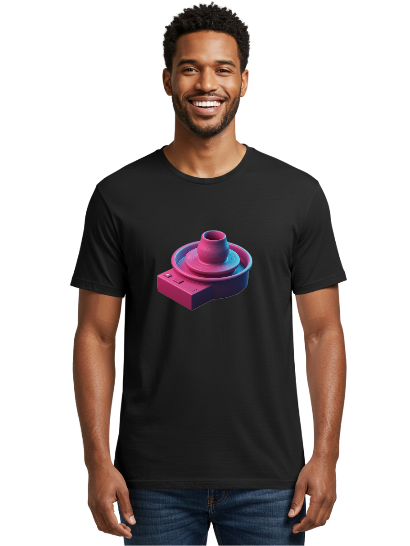 Potter-S-Wheel-6 Men'S Graphic Tee, 100% Cotton, Comfortable Casual Summer Wear, Machine Washable, Potter'S Wheel, Clay Pot, Ceramic Art, Pottery Making, Creative Process, Handmade Crafts, 3D Rendering, Artistic Expression, Studio Equipment Bab237