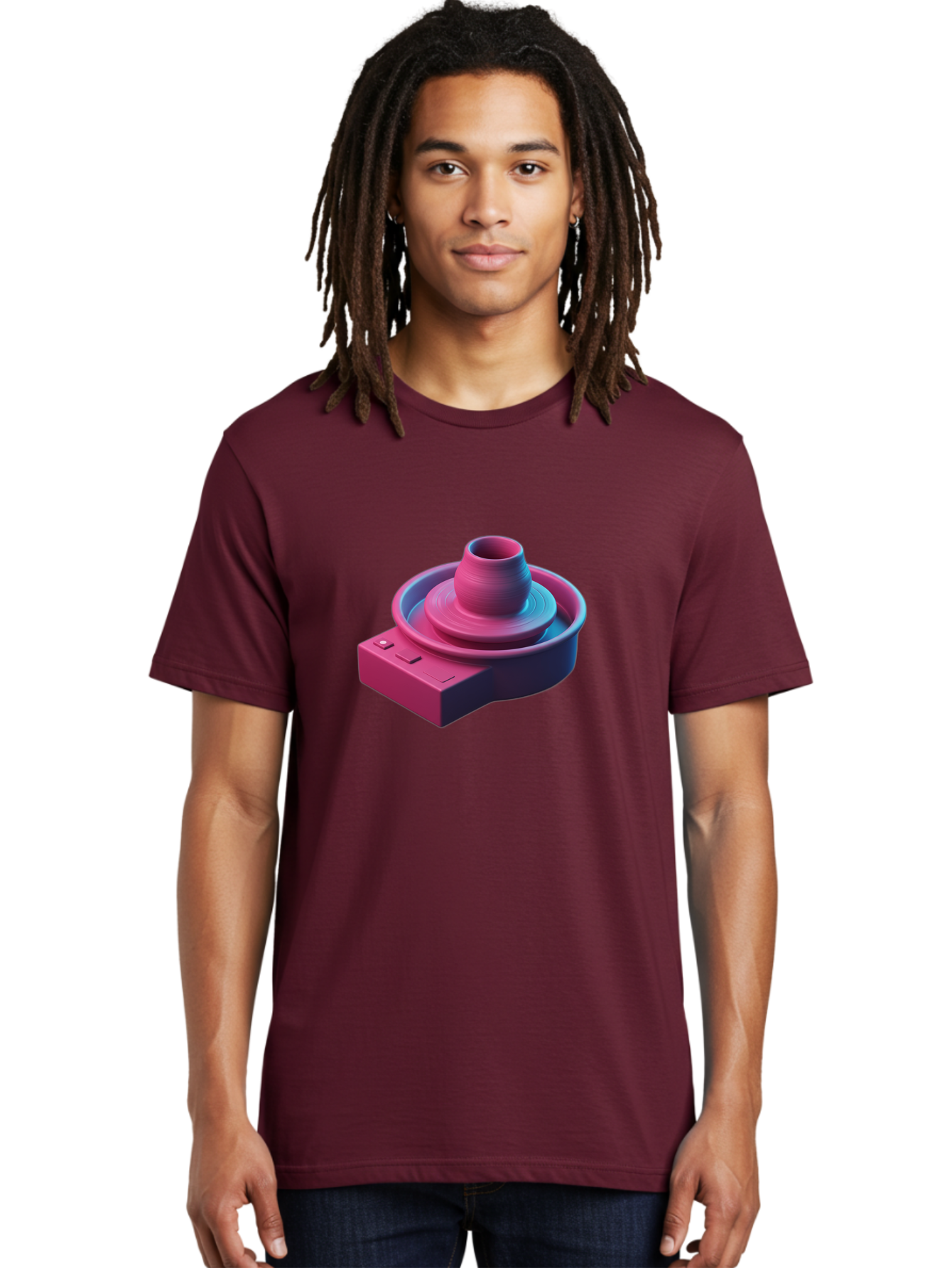 Potter-S-Wheel-6 Men'S Graphic Tee, 100% Cotton, Comfortable Casual Summer Wear, Machine Washable, Potter'S Wheel, Clay Pot, Ceramic Art, Pottery Making, Creative Process, Handmade Crafts, 3D Rendering, Artistic Expression, Studio Equipment Bab237