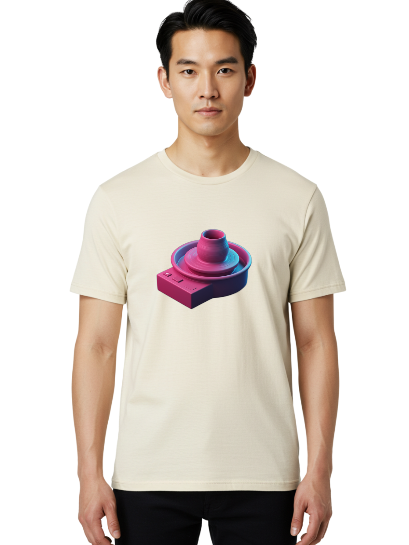 Potter-S-Wheel-6 Men'S Graphic Tee, 100% Cotton, Comfortable Casual Summer Wear, Machine Washable, Potter'S Wheel, Clay Pot, Ceramic Art, Pottery Making, Creative Process, Handmade Crafts, 3D Rendering, Artistic Expression, Studio Equipment Bab237