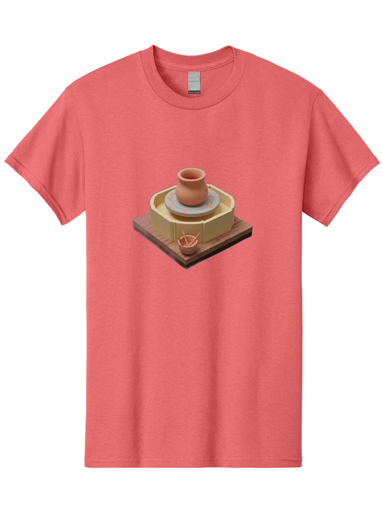 Potter-S-Wheel-7 Men'S Graphic Tee, 100% Cotton, Comfortable Casual Summer Wear, Machine Washable, Pottery Wheel, Clay Pot, Ceramics, Handmade, Artisanal, Creative Process, Pottery Tools, Wooden Base, 3D Rendering Bab238