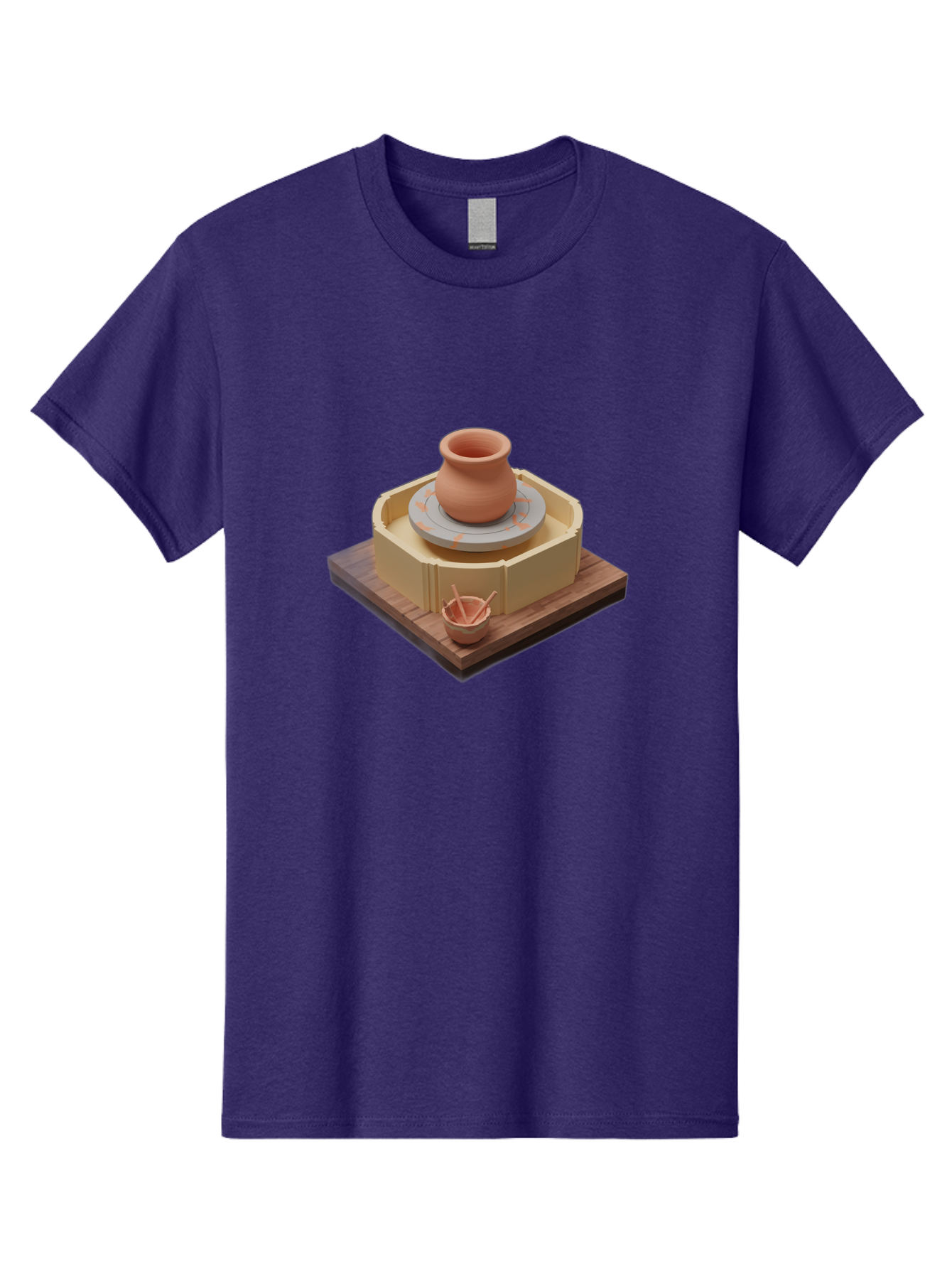Potter-S-Wheel-7 Men'S Graphic Tee, 100% Cotton, Comfortable Casual Summer Wear, Machine Washable, Pottery Wheel, Clay Pot, Ceramics, Handmade, Artisanal, Creative Process, Pottery Tools, Wooden Base, 3D Rendering Bab238