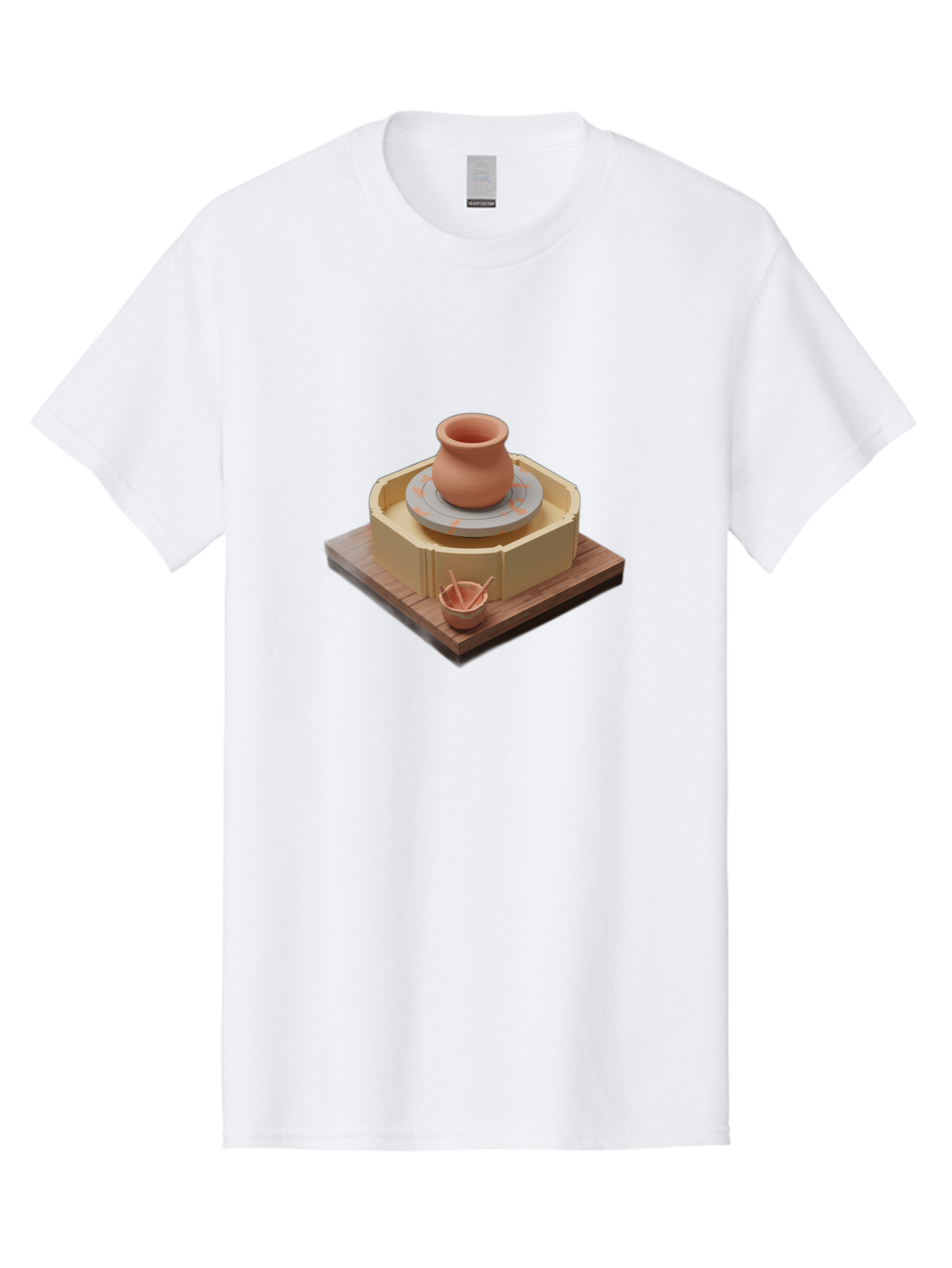 Potter-S-Wheel-7 Men'S Graphic Tee, 100% Cotton, Comfortable Casual Summer Wear, Machine Washable, Pottery Wheel, Clay Pot, Ceramics, Handmade, Artisanal, Creative Process, Pottery Tools, Wooden Base, 3D Rendering Bab238
