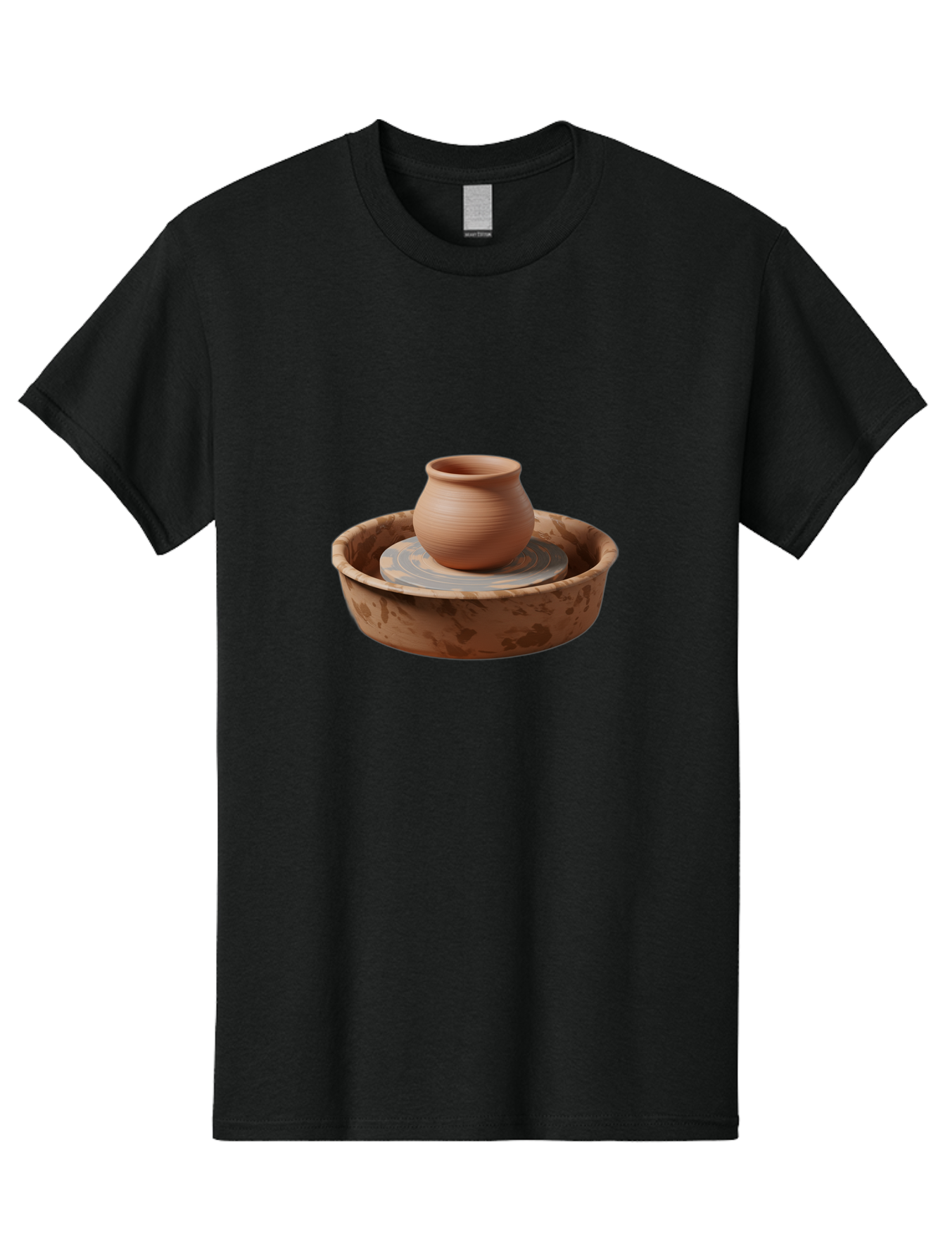 Potter-S-Wheel-With-Clay-Pot Men'S Graphic Tee, 100% Cotton, Comfortable Casual Summer Wear, Machine Washable, Pottery Wheel, Clay Pot, Ceramic Art, Handmade Crafts, Pottery Making, Clay Vessel, Terracotta, Artisan Work, Creative Process, Bab239