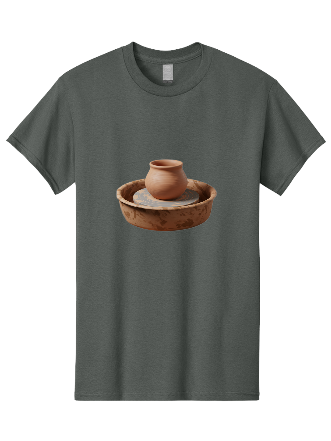 Potter-S-Wheel-With-Clay-Pot Men'S Graphic Tee, 100% Cotton, Comfortable Casual Summer Wear, Machine Washable, Pottery Wheel, Clay Pot, Ceramic Art, Handmade Crafts, Pottery Making, Clay Vessel, Terracotta, Artisan Work, Creative Process, Bab239