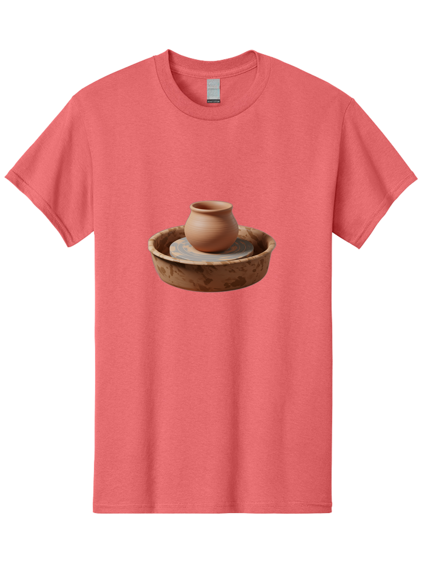 Potter-S-Wheel-With-Clay-Pot Men'S Graphic Tee, 100% Cotton, Comfortable Casual Summer Wear, Machine Washable, Pottery Wheel, Clay Pot, Ceramic Art, Handmade Crafts, Pottery Making, Clay Vessel, Terracotta, Artisan Work, Creative Process, Bab239