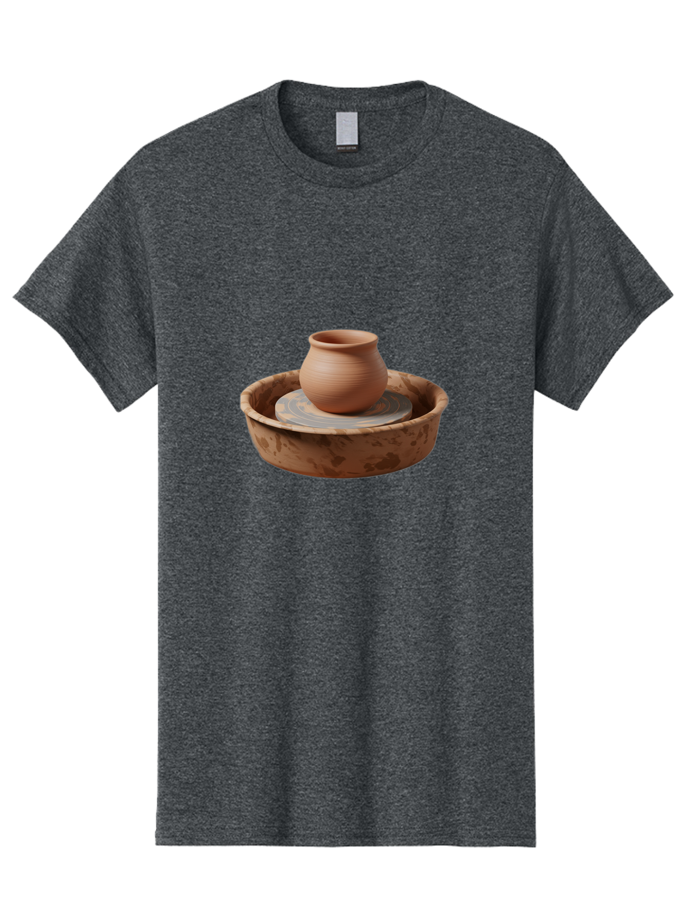 Potter-S-Wheel-With-Clay-Pot Men'S Graphic Tee, 100% Cotton, Comfortable Casual Summer Wear, Machine Washable, Pottery Wheel, Clay Pot, Ceramic Art, Handmade Crafts, Pottery Making, Clay Vessel, Terracotta, Artisan Work, Creative Process, Bab239