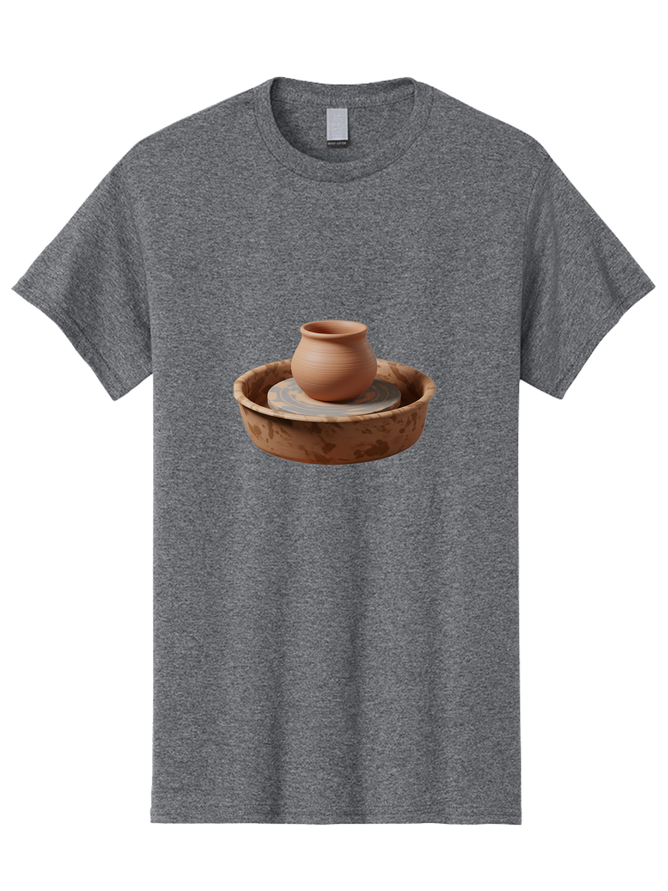 Potter-S-Wheel-With-Clay-Pot Men'S Graphic Tee, 100% Cotton, Comfortable Casual Summer Wear, Machine Washable, Pottery Wheel, Clay Pot, Ceramic Art, Handmade Crafts, Pottery Making, Clay Vessel, Terracotta, Artisan Work, Creative Process, Bab239