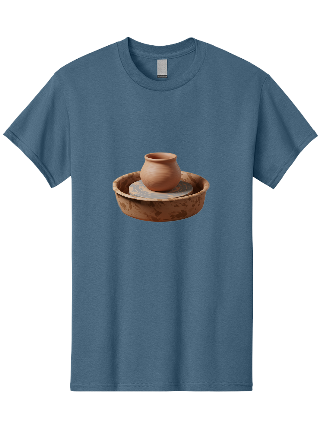 Potter-S-Wheel-With-Clay-Pot Men'S Graphic Tee, 100% Cotton, Comfortable Casual Summer Wear, Machine Washable, Pottery Wheel, Clay Pot, Ceramic Art, Handmade Crafts, Pottery Making, Clay Vessel, Terracotta, Artisan Work, Creative Process, Bab239