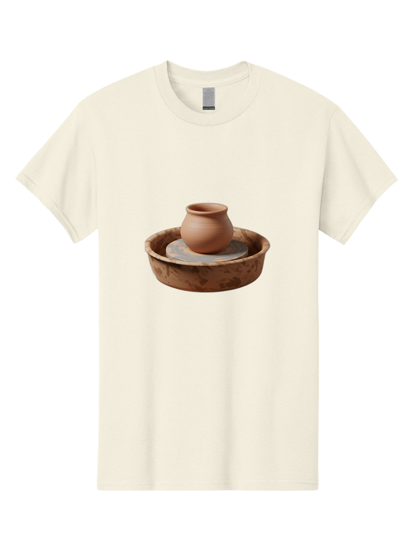 Potter-S-Wheel-With-Clay-Pot Men'S Graphic Tee, 100% Cotton, Comfortable Casual Summer Wear, Machine Washable, Pottery Wheel, Clay Pot, Ceramic Art, Handmade Crafts, Pottery Making, Clay Vessel, Terracotta, Artisan Work, Creative Process, Bab239