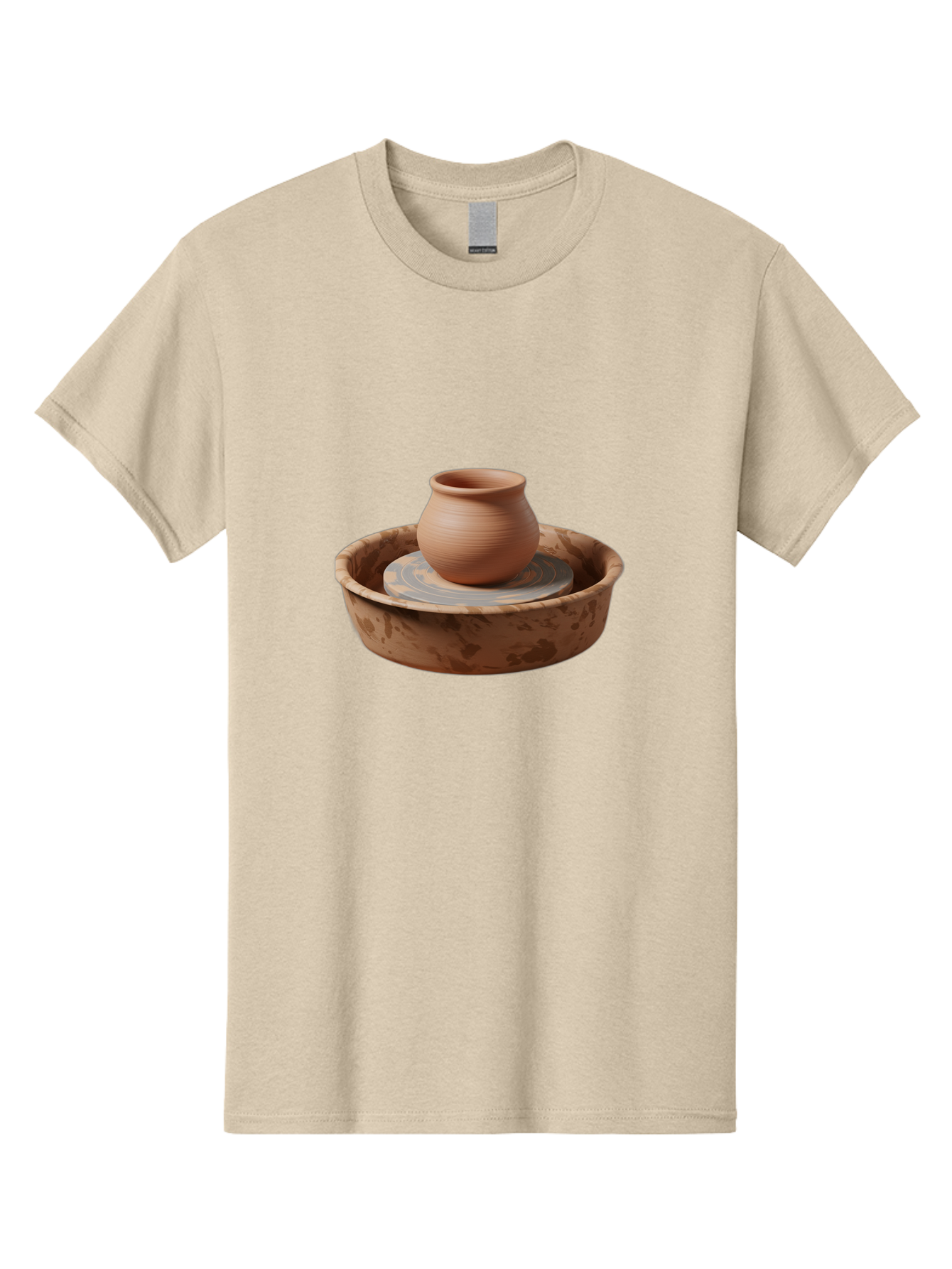 Potter-S-Wheel-With-Clay-Pot Men'S Graphic Tee, 100% Cotton, Comfortable Casual Summer Wear, Machine Washable, Pottery Wheel, Clay Pot, Ceramic Art, Handmade Crafts, Pottery Making, Clay Vessel, Terracotta, Artisan Work, Creative Process, Bab239