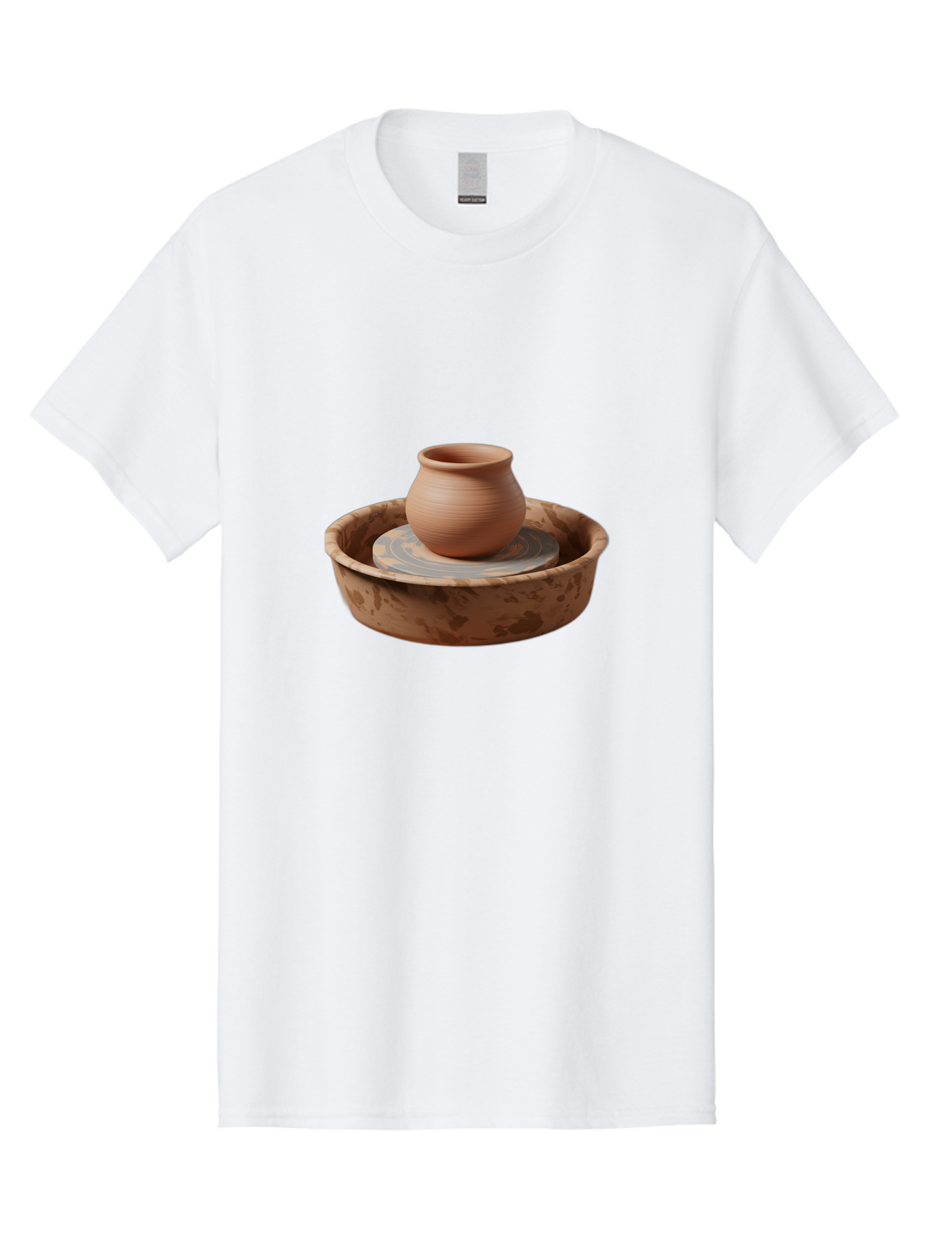 Potter-S-Wheel-With-Clay-Pot Men'S Graphic Tee, 100% Cotton, Comfortable Casual Summer Wear, Machine Washable, Pottery Wheel, Clay Pot, Ceramic Art, Handmade Crafts, Pottery Making, Clay Vessel, Terracotta, Artisan Work, Creative Process, Bab239
