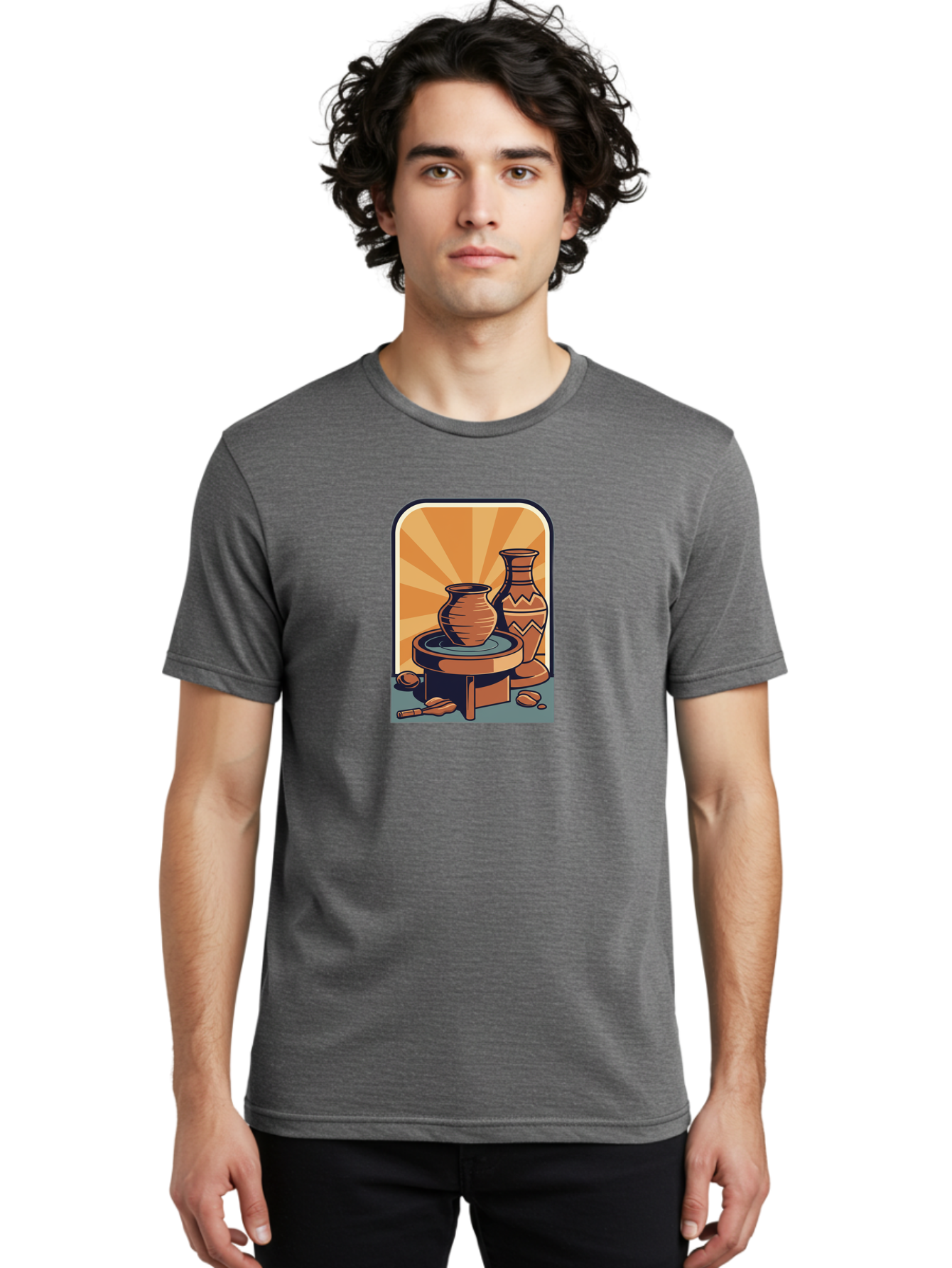 Potter-S-Wheel Men'S Graphic Tee, 100% Cotton, Comfortable Casual Summer Wear, Machine Washable, Pottery, Clay Pots, Ceramics, Creative Art, Potter'S Wheel, Artistic Expression, Craftsmanship, Handmade, Pottery Making, Clay Modeling Bab240