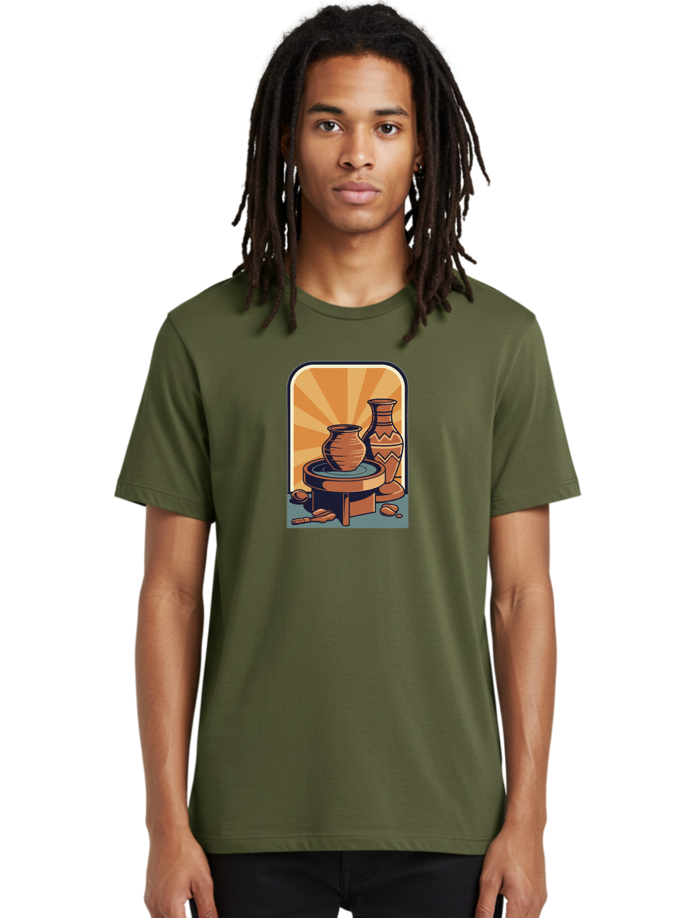 Potter-S-Wheel Men'S Graphic Tee, 100% Cotton, Comfortable Casual Summer Wear, Machine Washable, Pottery, Clay Pots, Ceramics, Creative Art, Potter'S Wheel, Artistic Expression, Craftsmanship, Handmade, Pottery Making, Clay Modeling Bab240