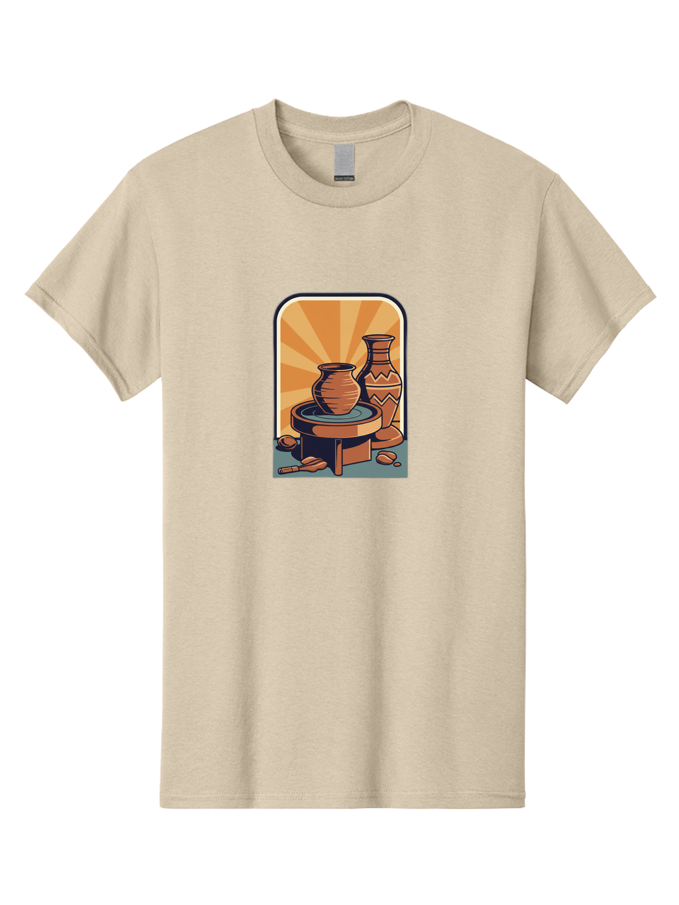 Potter-S-Wheel Men'S Graphic Tee, 100% Cotton, Comfortable Casual Summer Wear, Machine Washable, Pottery, Clay Pots, Ceramics, Creative Art, Potter'S Wheel, Artistic Expression, Craftsmanship, Handmade, Pottery Making, Clay Modeling Bab240