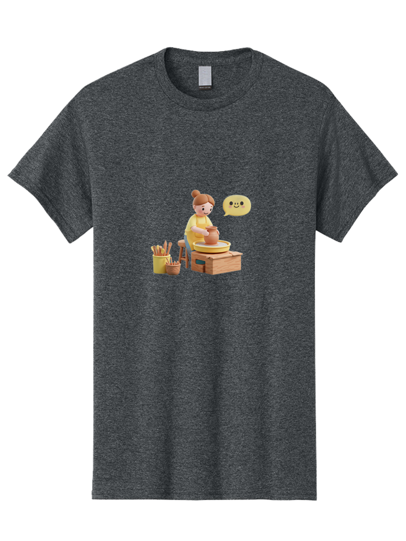 Potter Men'S Graphic Tee, 100% Cotton, Comfortable Casual Summer Wear, Machine Washable, Pottery Making, Ceramic Art, Potter'S Wheel, Creative Process, Pottery Tools, Craftsmanship, Clay Modeling, Happy Face, Creative Expression Bab241